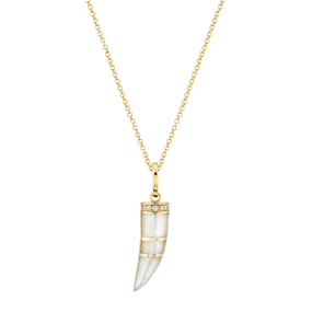 Horn Pendant - Mother of Pearl / 14k Yellow Gold