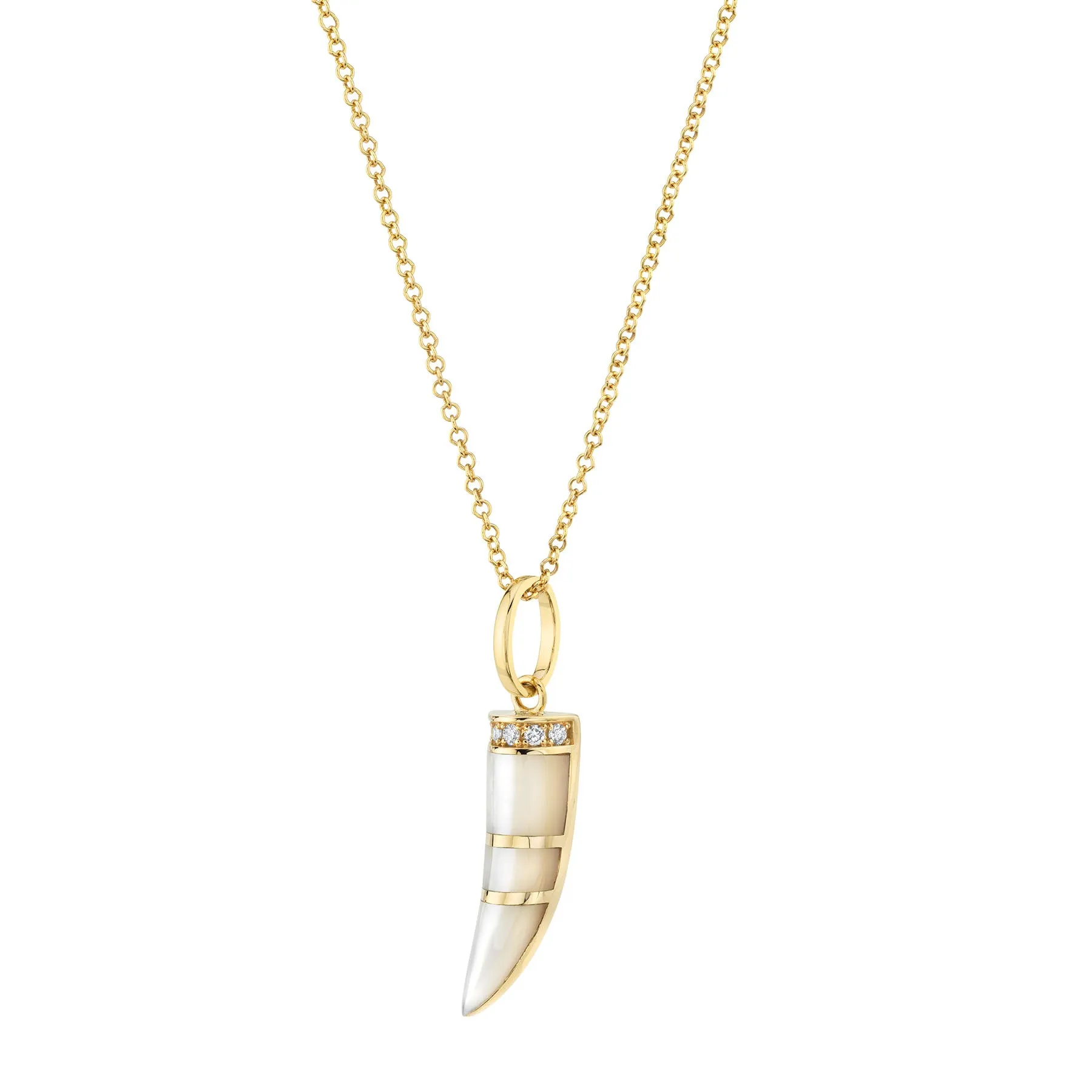 Horn Pendant - Mother of Pearl / 14k Yellow Gold