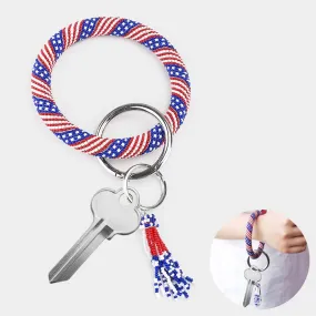 iLLASPARKZ Seed Beaded Patriotic Pattern Tassel Key Chain / Bracelet