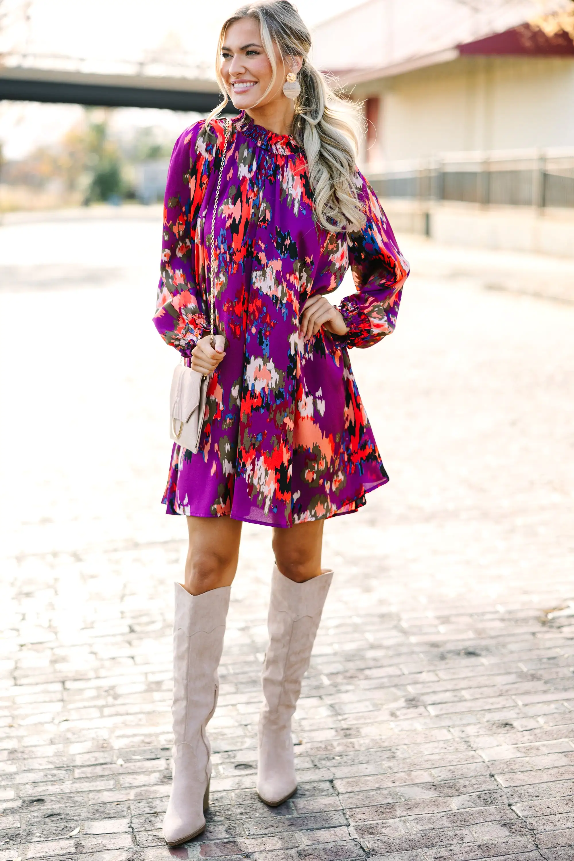 In My Thoughts Eggplant Purple Abstract Dress