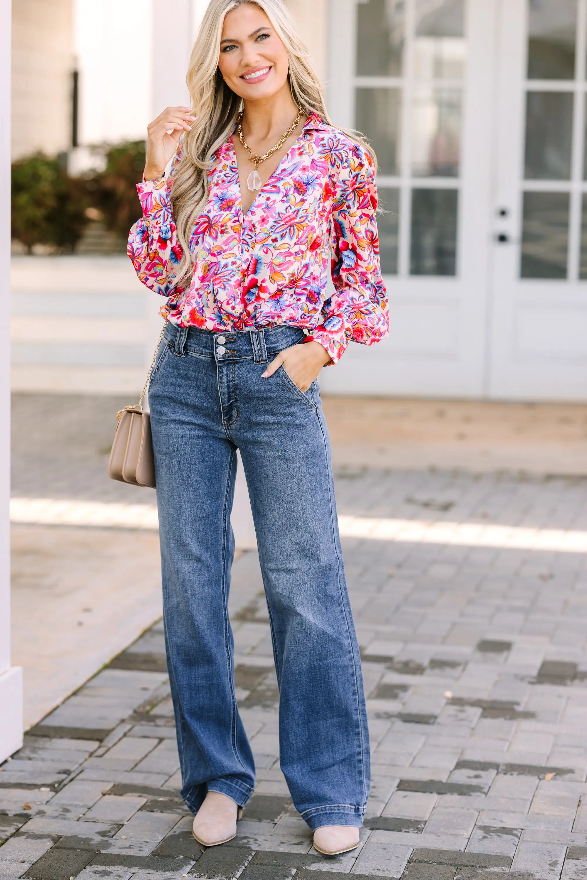 In Your Dreams Pink Floral Bodysuit