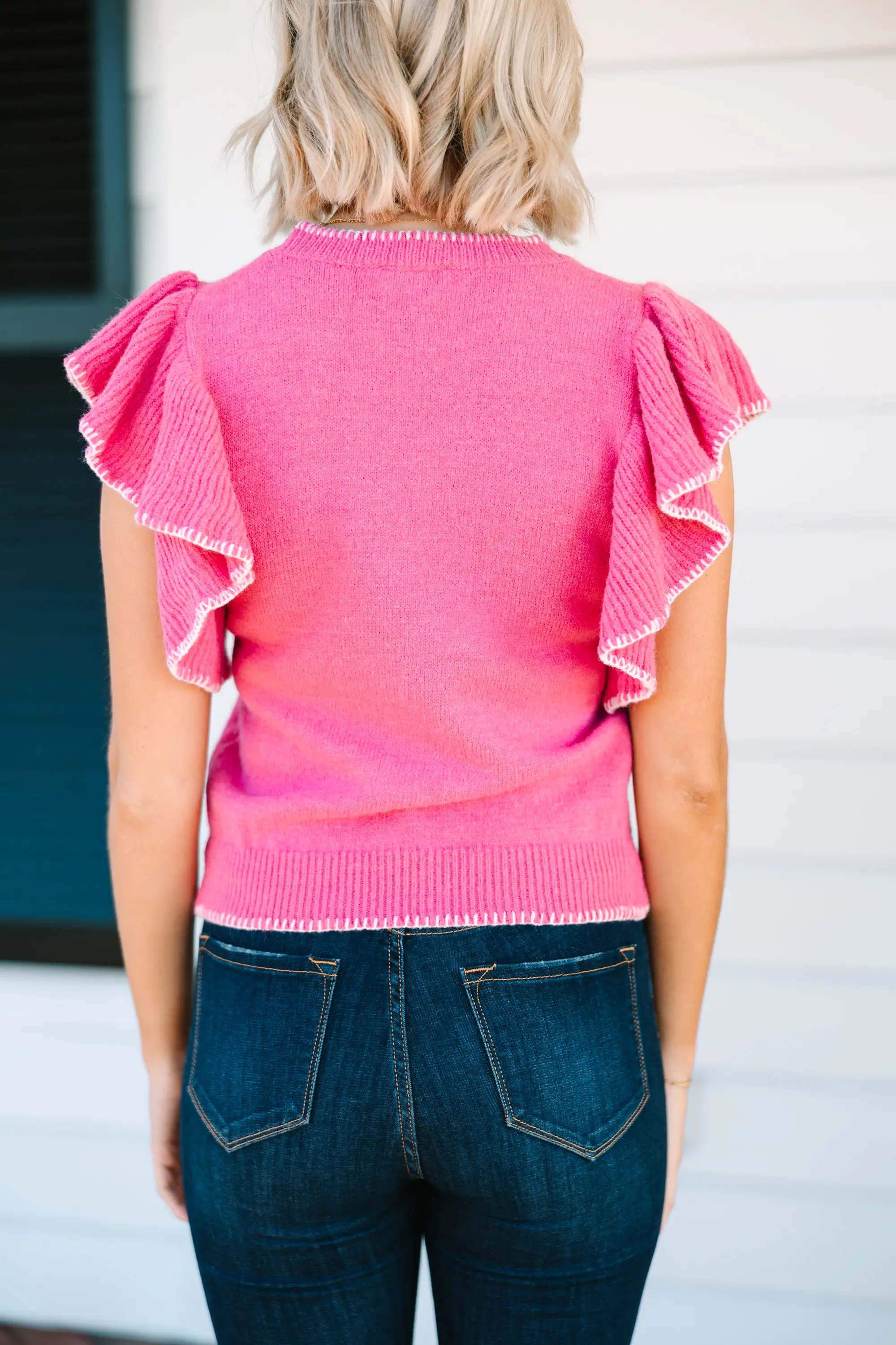 It's All For You Pink Ruffled Knit Top