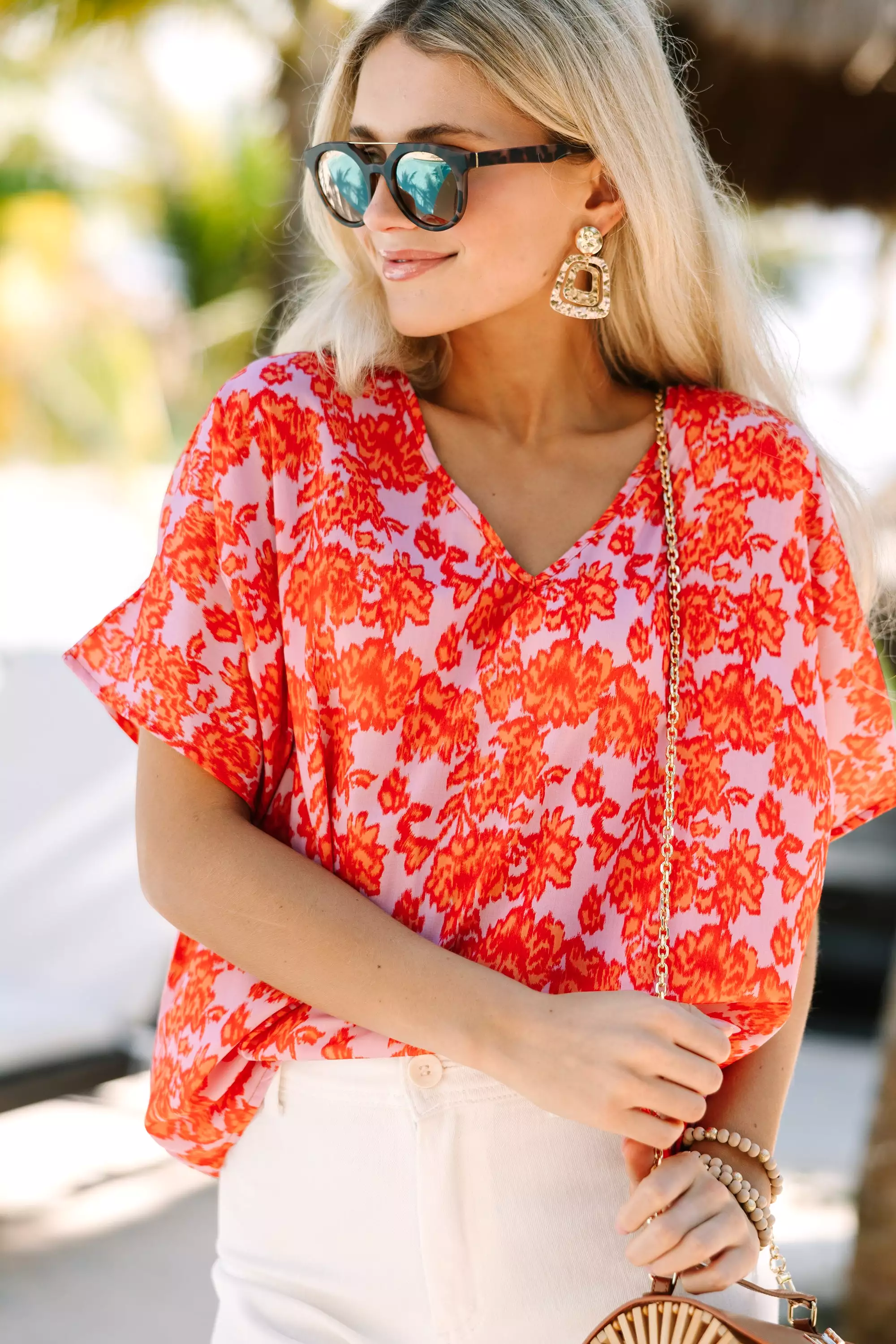 Just Say So Fuchsia Pink Abstract Blouse