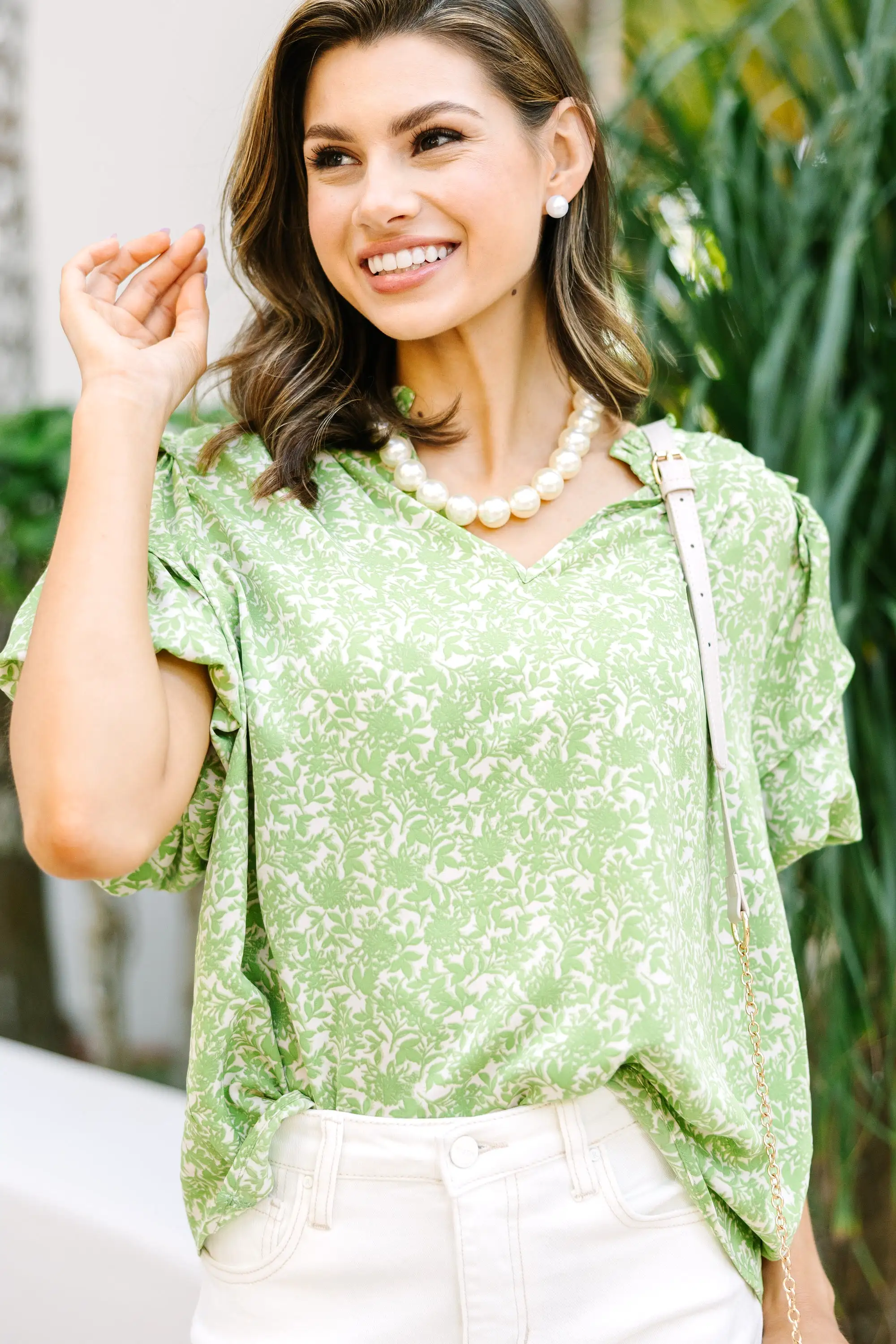 Just What You Thought Green Floral Blouse