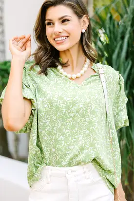 Just What You Thought Green Floral Blouse