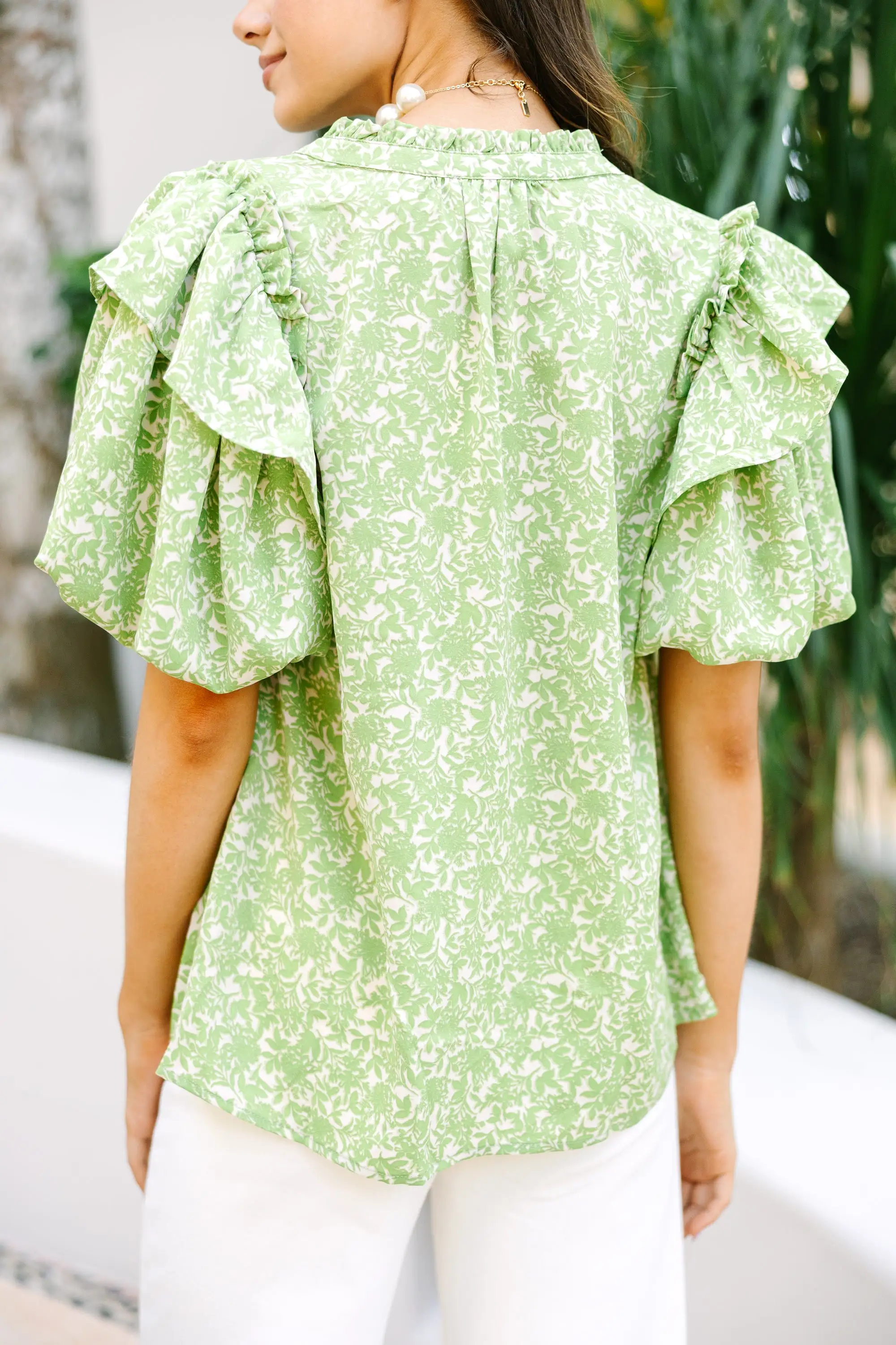 Just What You Thought Green Floral Blouse