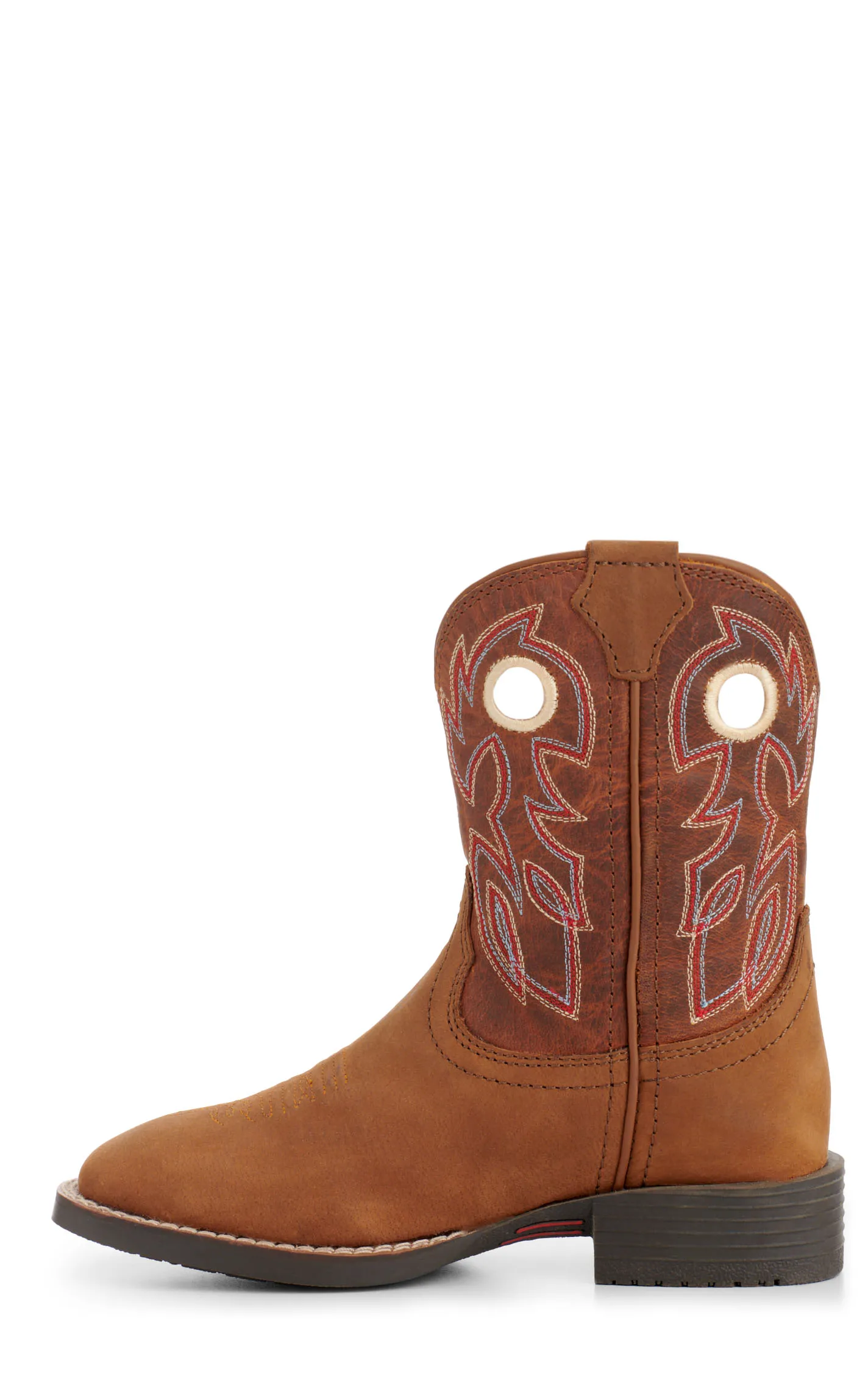 Justin Youth Bowline Junior Brown and Sunset Brown Wide Square Toe Cowboy Boots