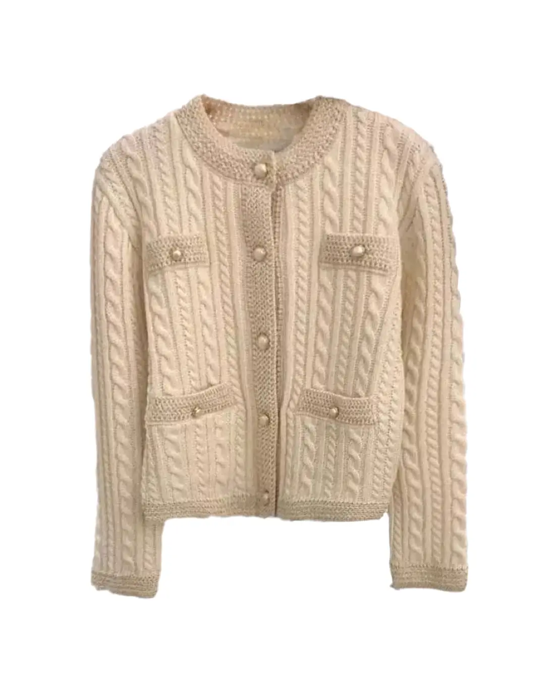 Knitted Cardigan With Pearl Buttons