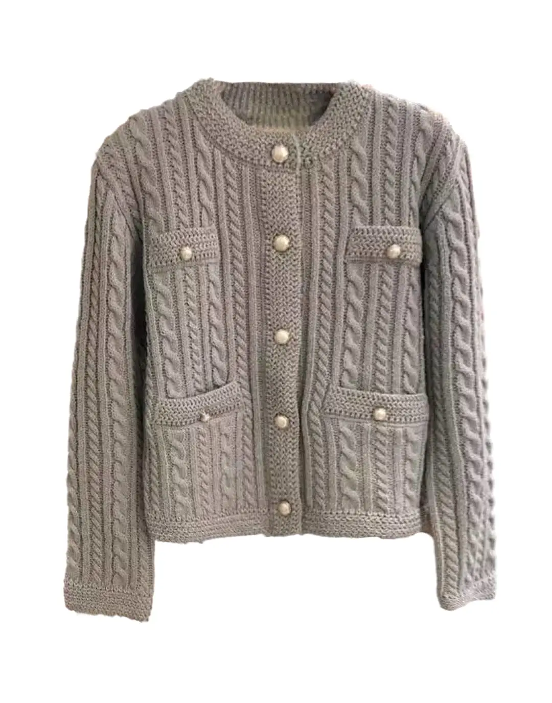 Knitted Cardigan With Pearl Buttons