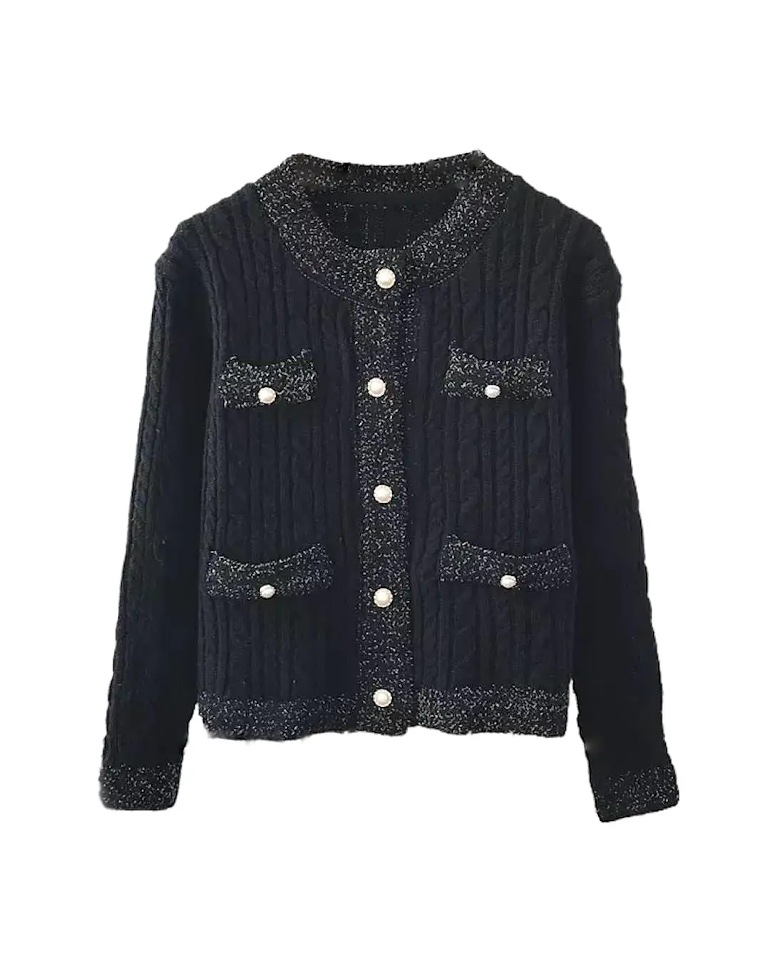 Knitted Cardigan With Pearl Buttons