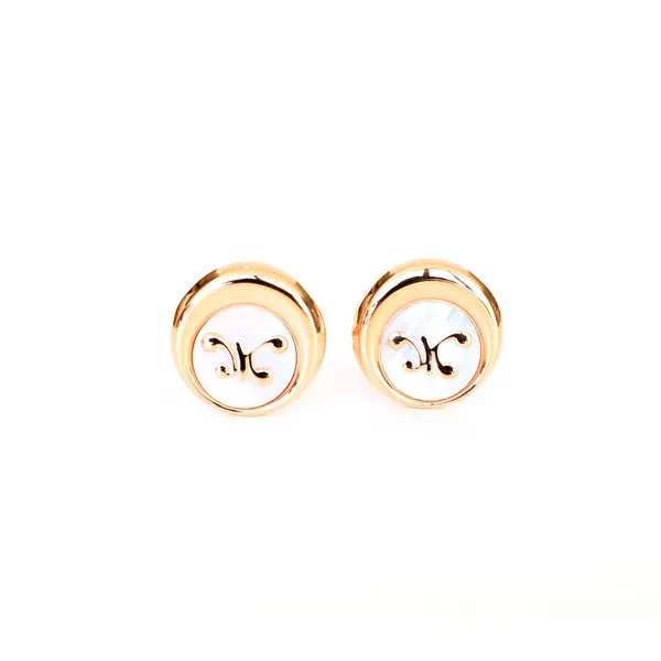 Korloff Cufflinks Luna Full Ip Rosegold & Mop With Ip Rosegold Brand Logo