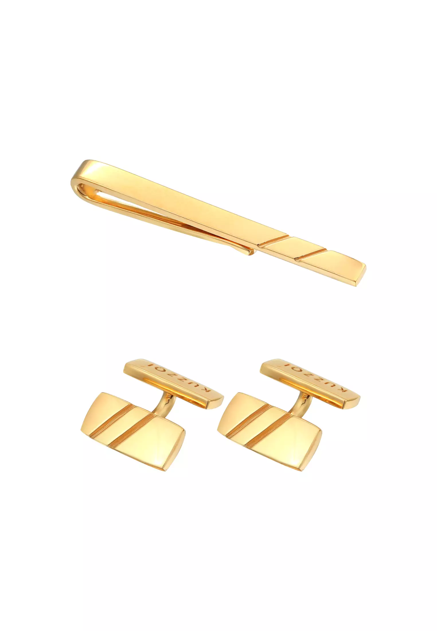 Kuzzoi Jewelry Set Men Set Business Cufflinks Tie Pin Gold Plated