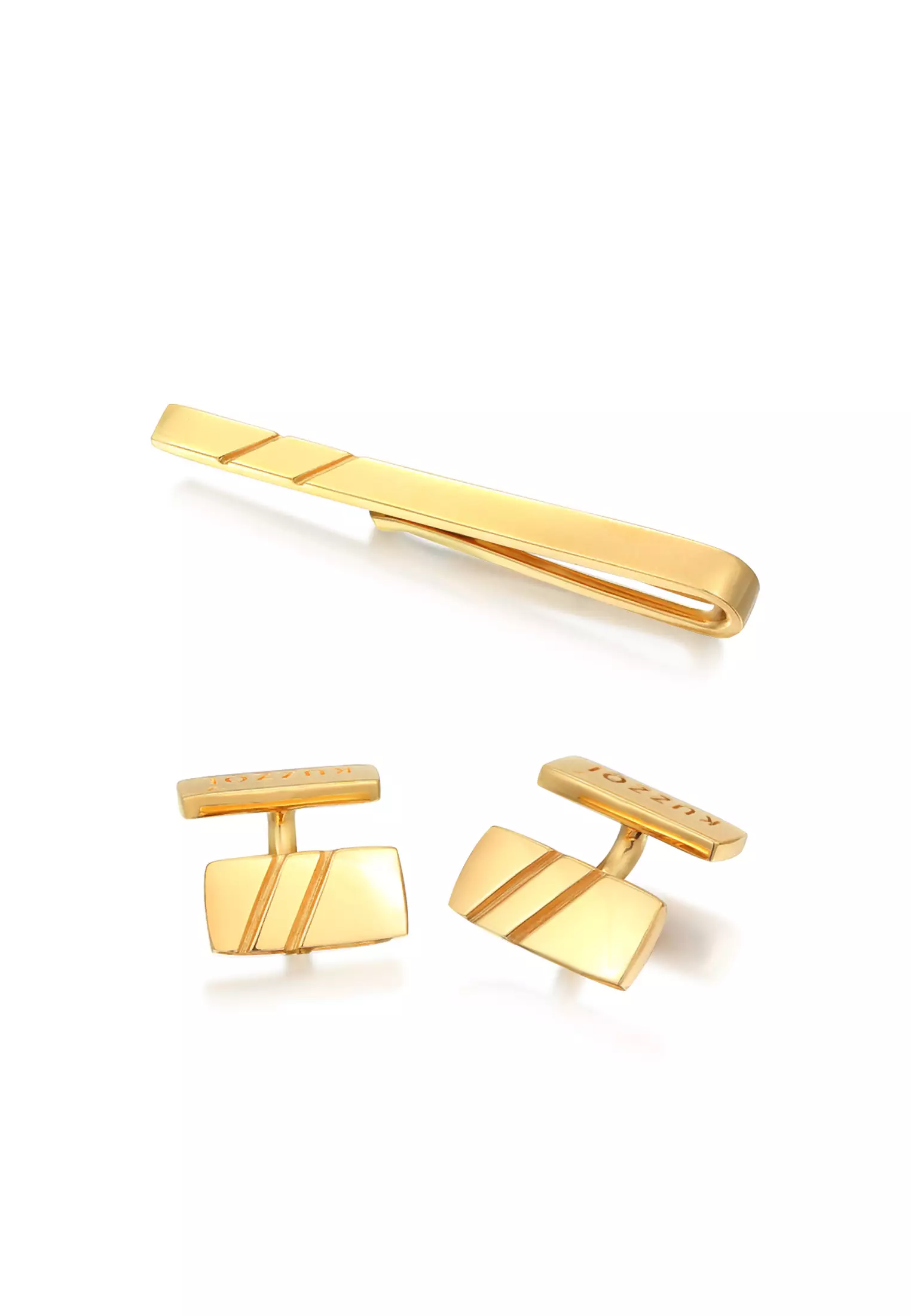 Kuzzoi Jewelry Set Men Set Business Cufflinks Tie Pin Gold Plated