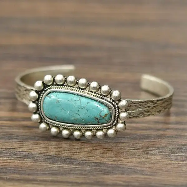 Large Turquoise Stone Cuff Bracelet