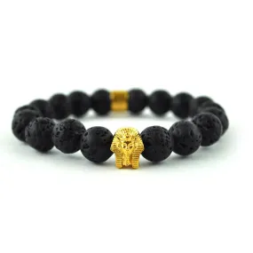 Lava Stone Pharaoh Head Beaded Bracelet