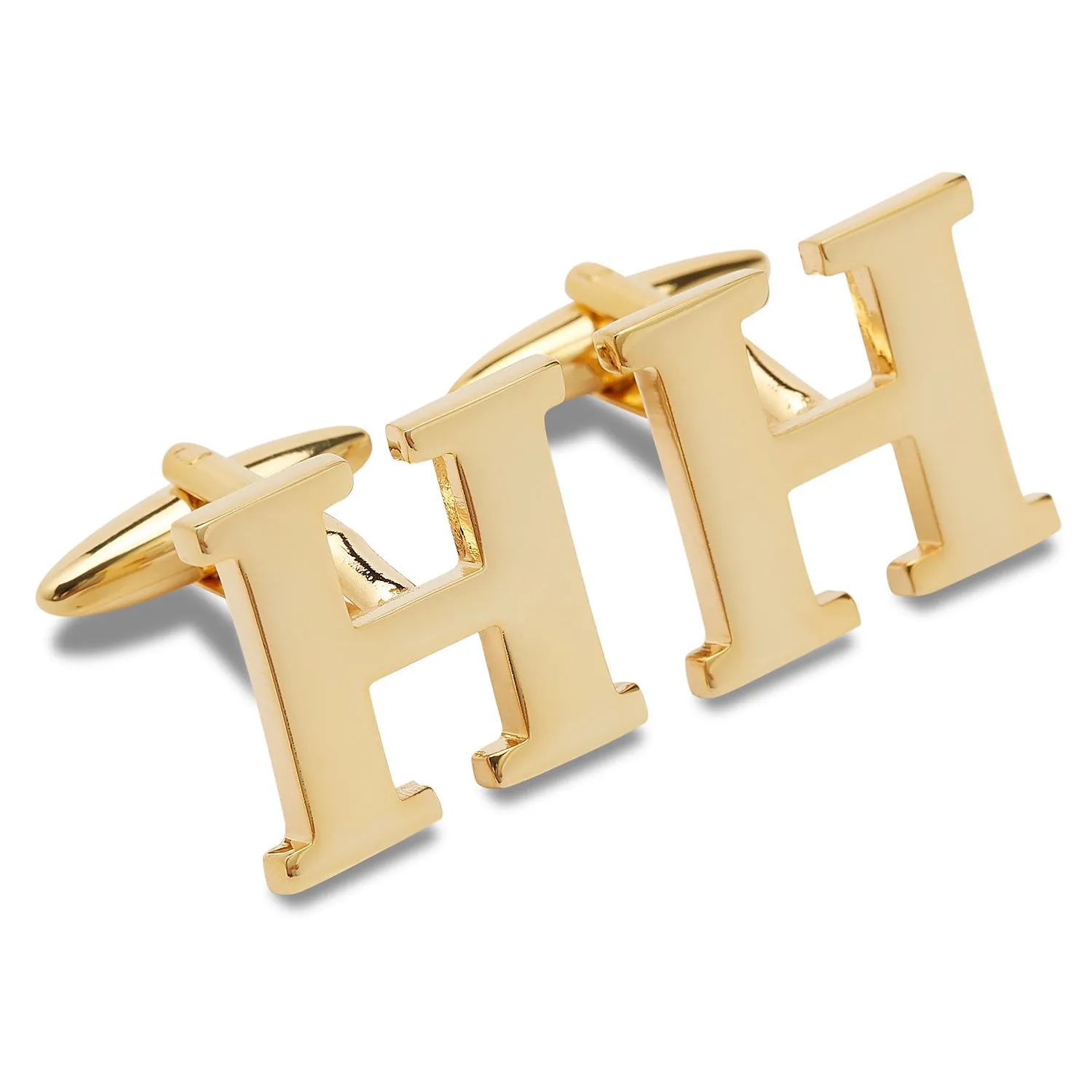 Letter H Gold Cufflinks