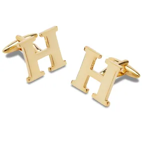 Letter H Gold Cufflinks