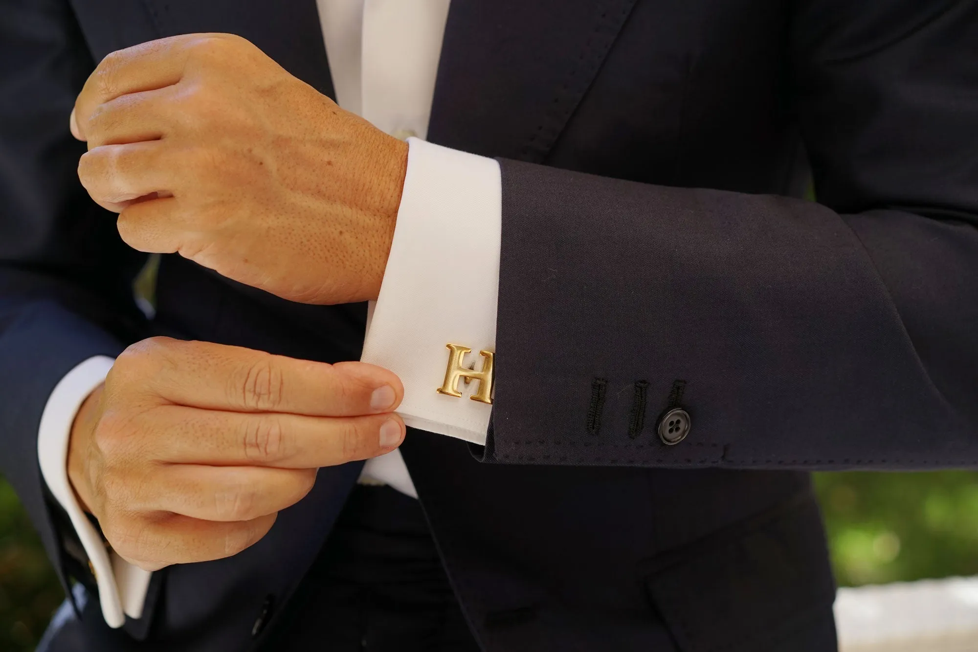 Letter H Gold Cufflinks