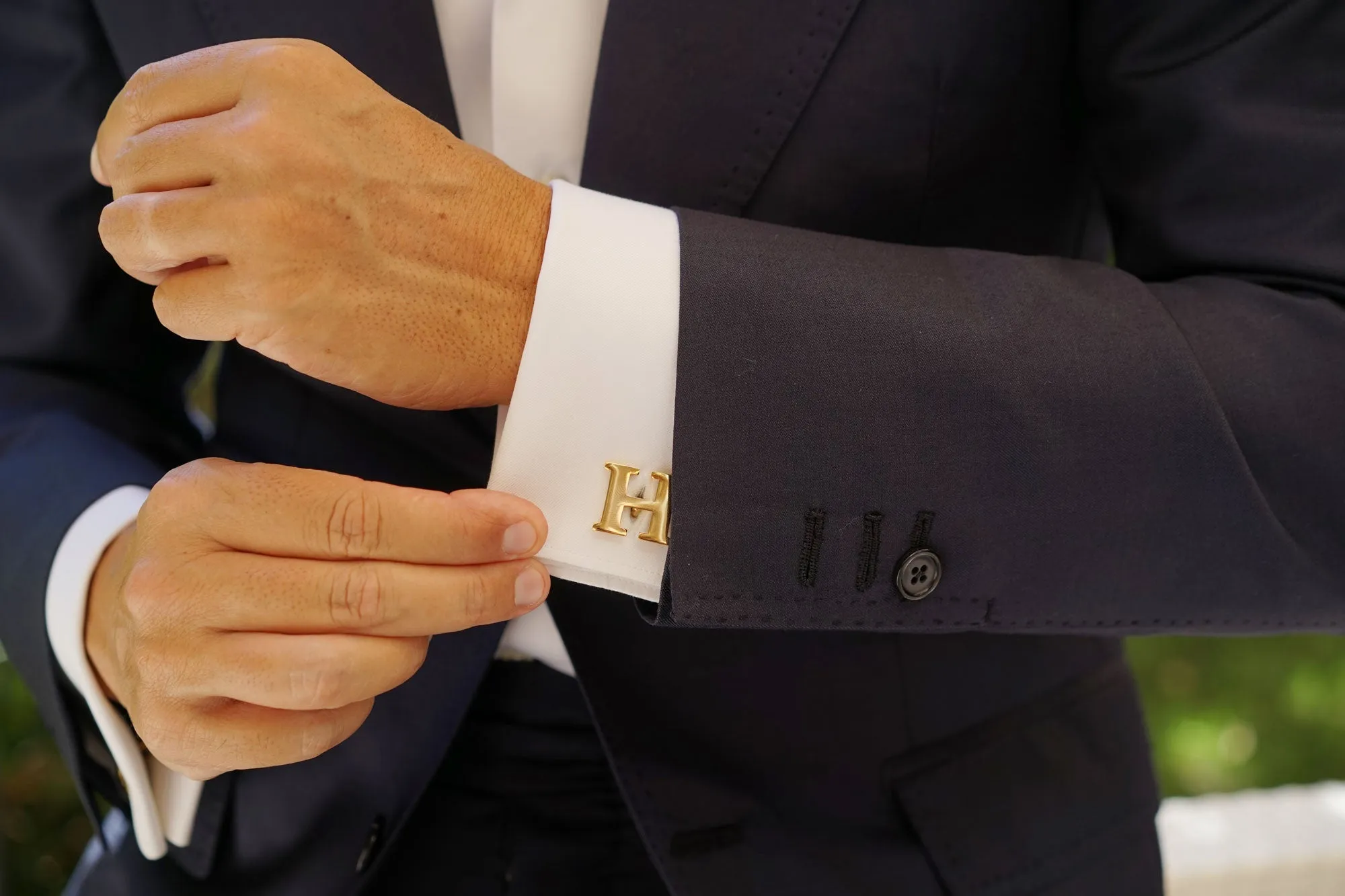 Letter H Gold Cufflinks