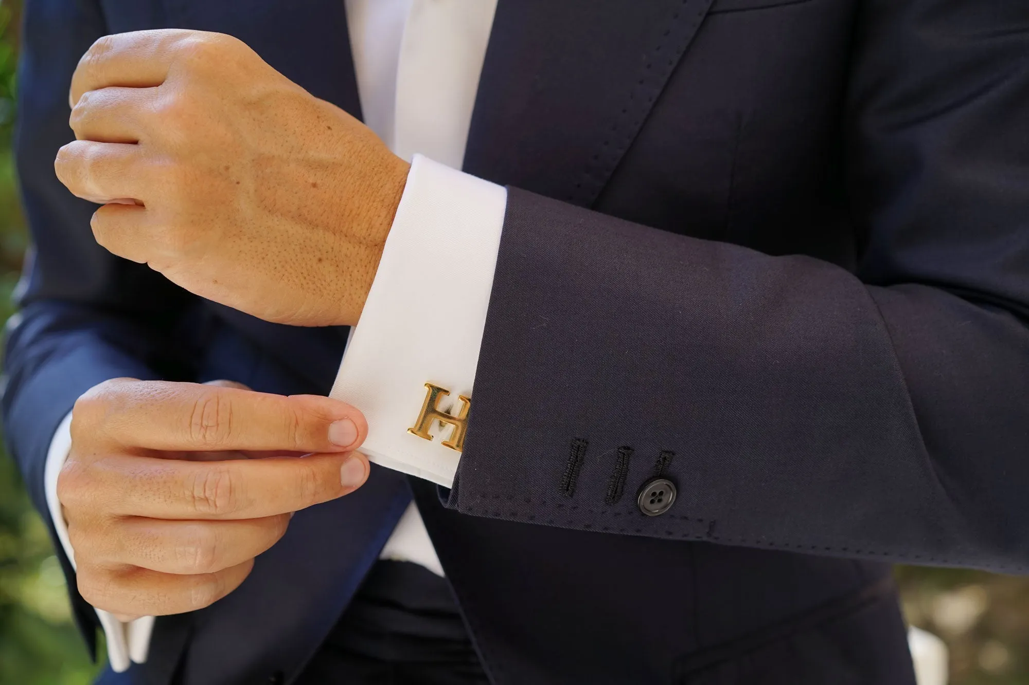 Letter H Gold Cufflinks