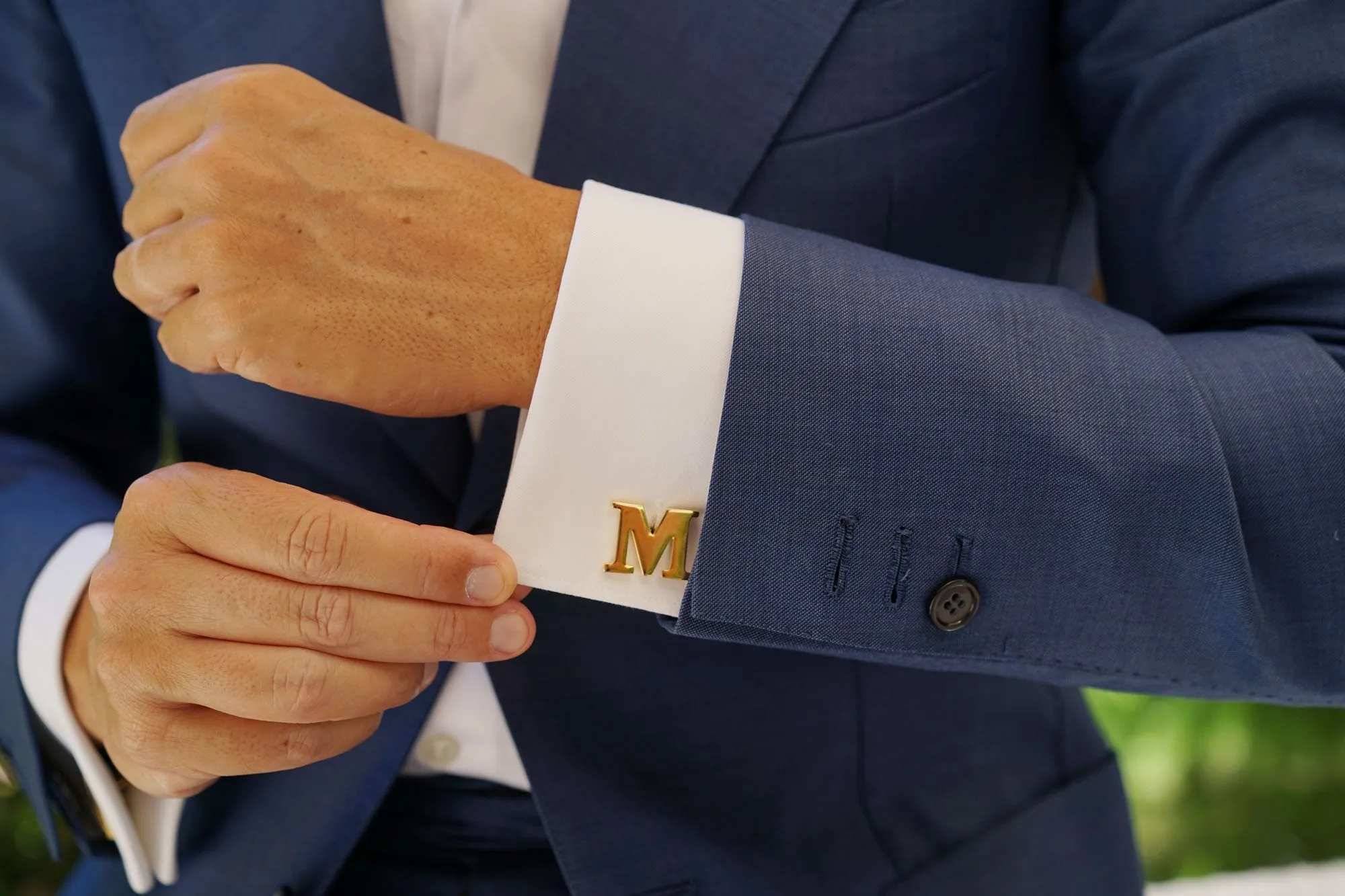 Letter M Gold Cufflinks