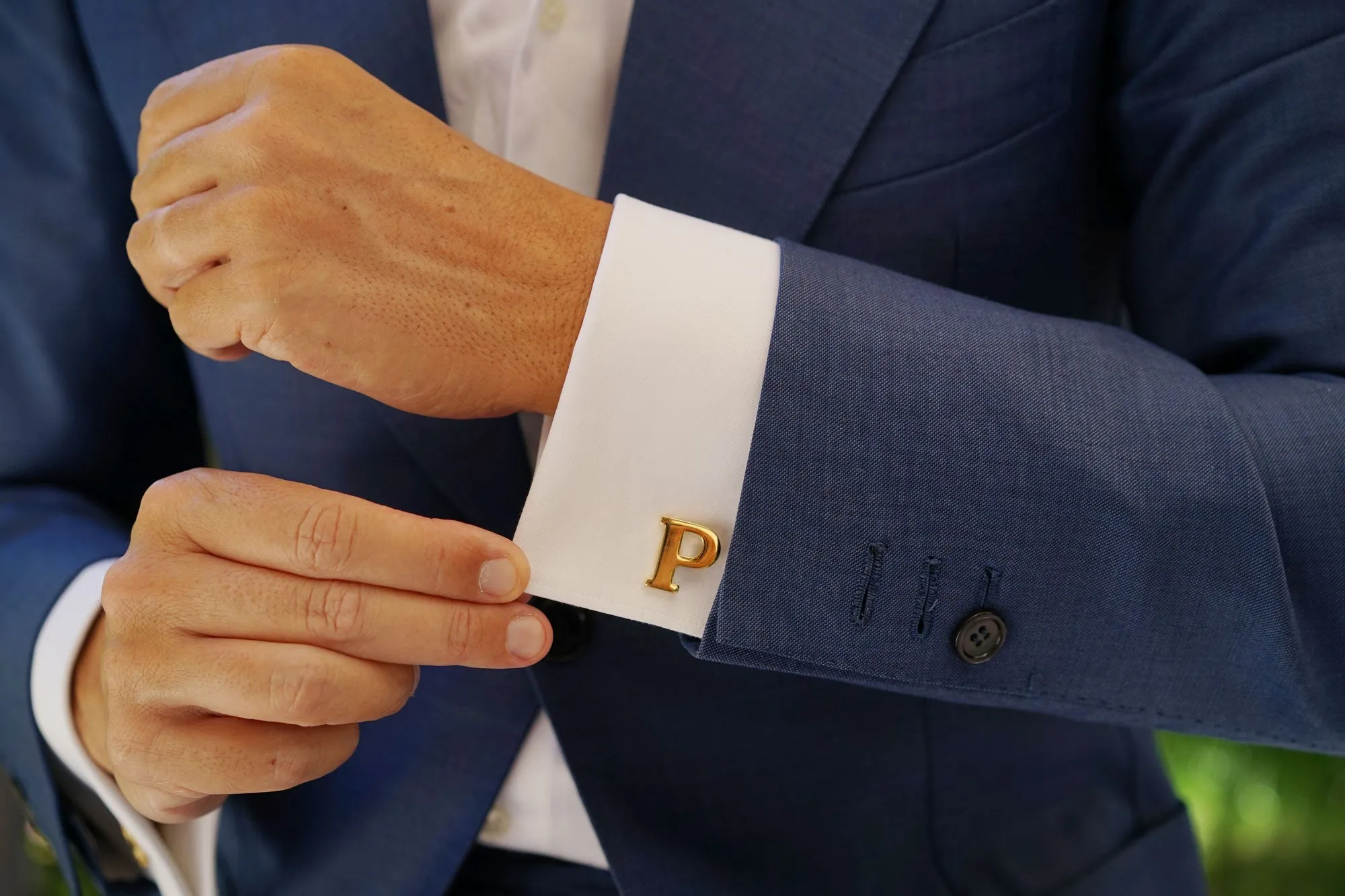 Letter P Gold Cufflinks