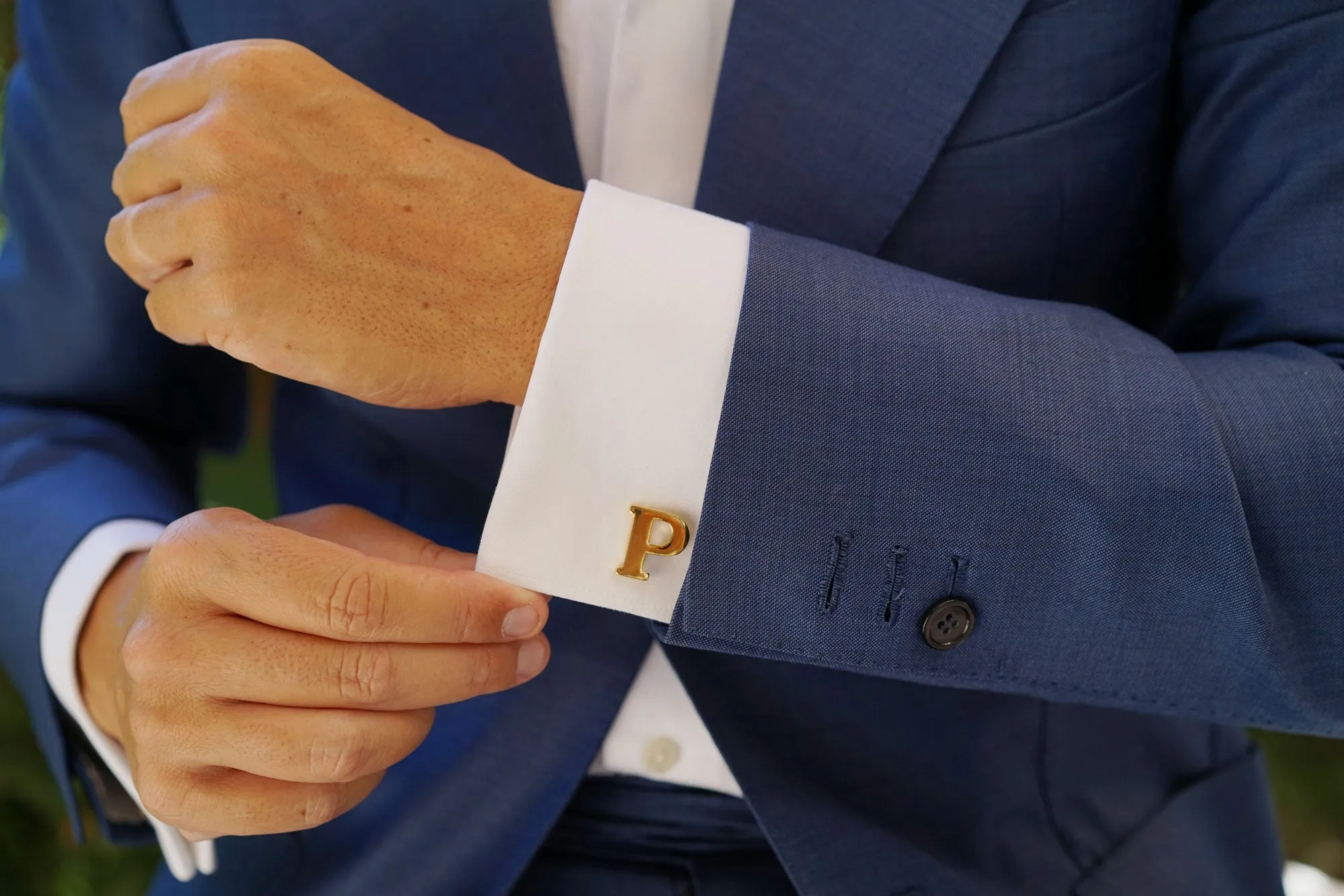 Letter P Gold Cufflinks