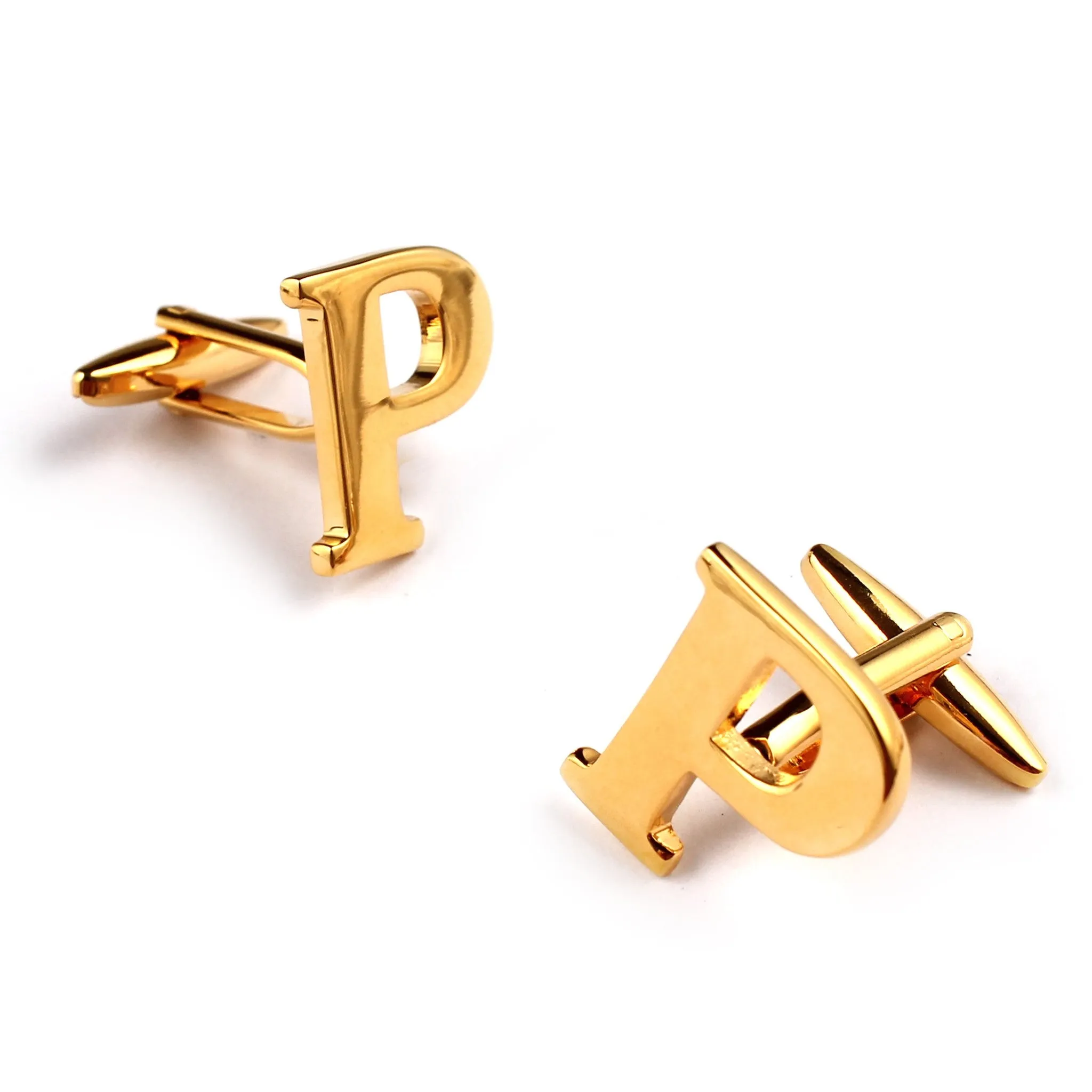 Letter P Gold Cufflinks