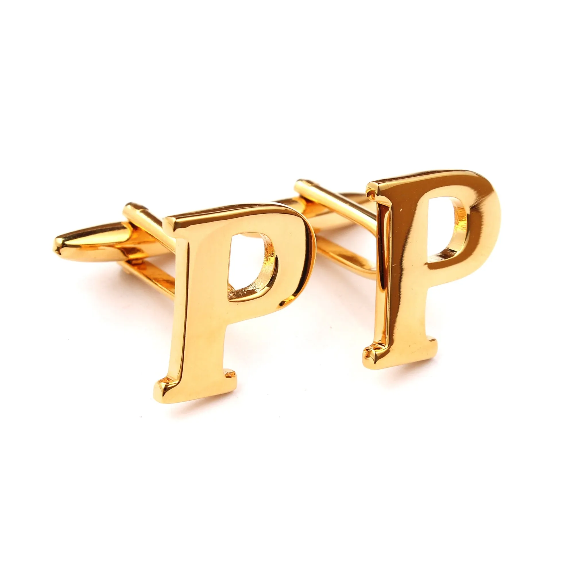 Letter P Gold Cufflinks