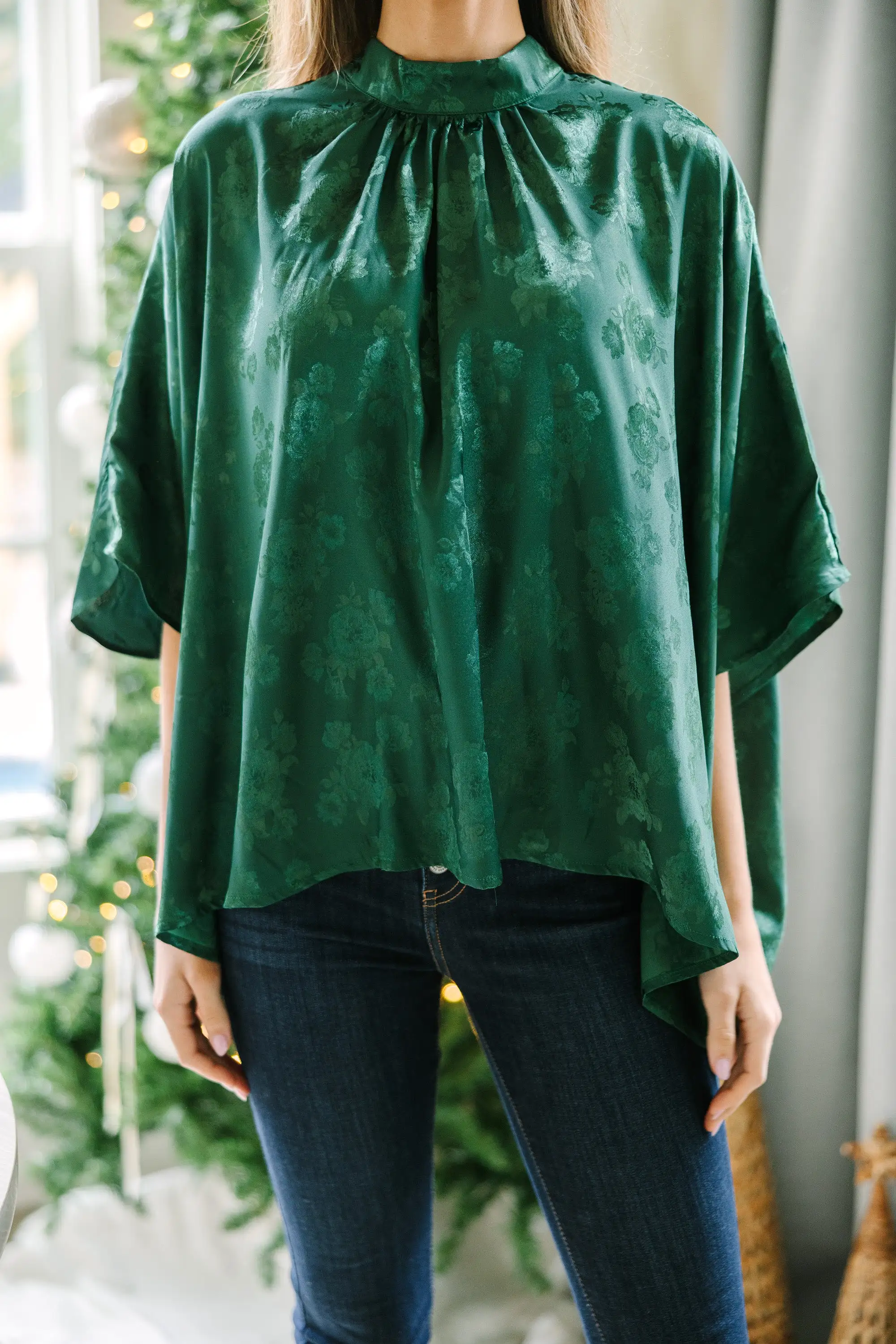 Look At You Emerald Green Floral Blouse