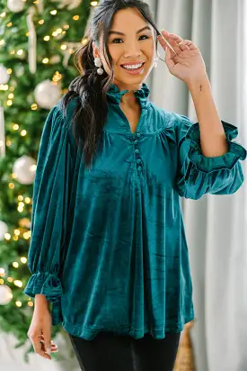 Look Into It Emerald Green Velvet Blouse