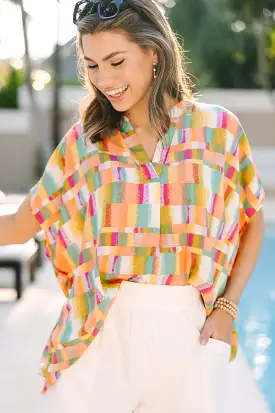 Love You Most Orange Geometric Blouse