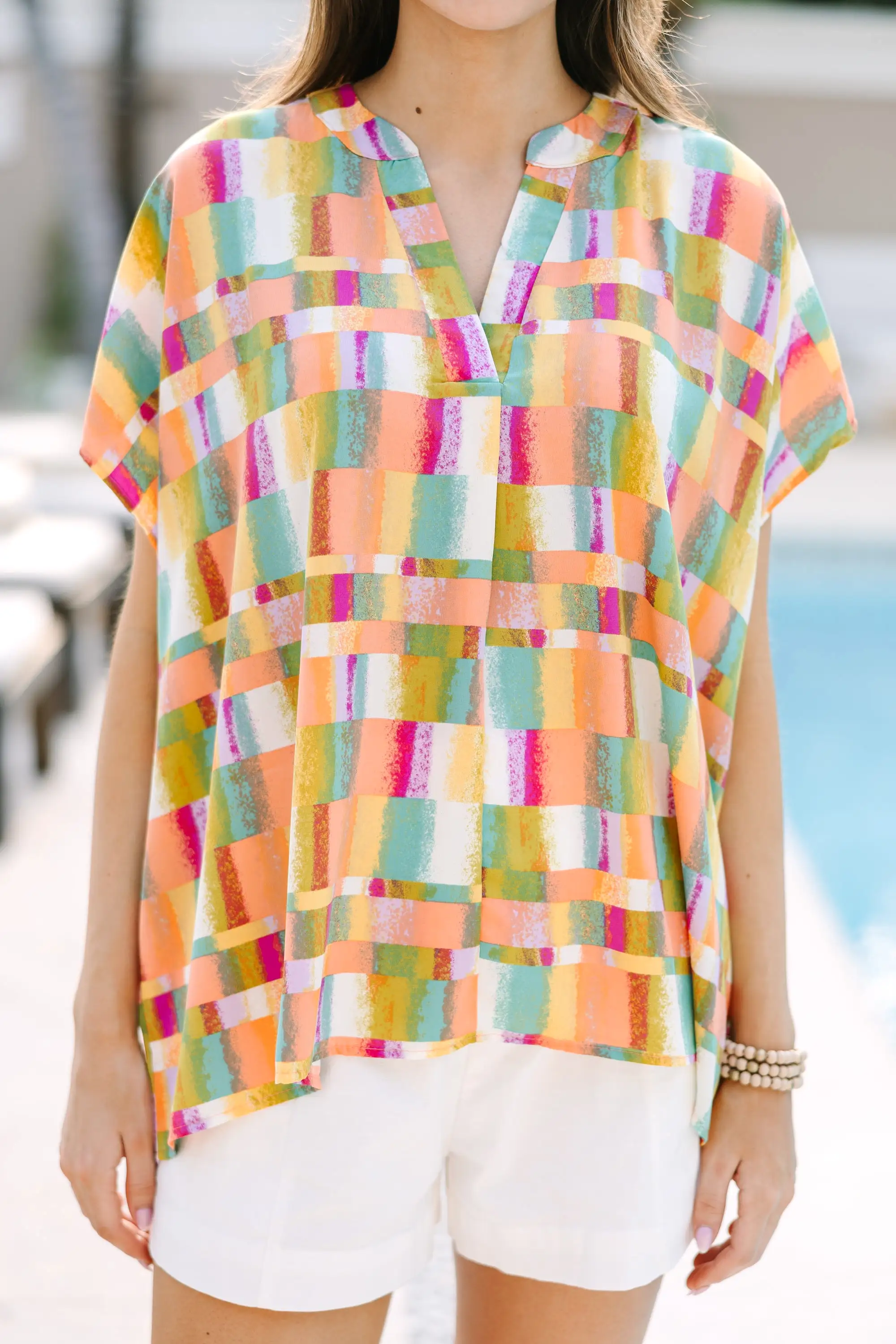 Love You Most Orange Geometric Blouse