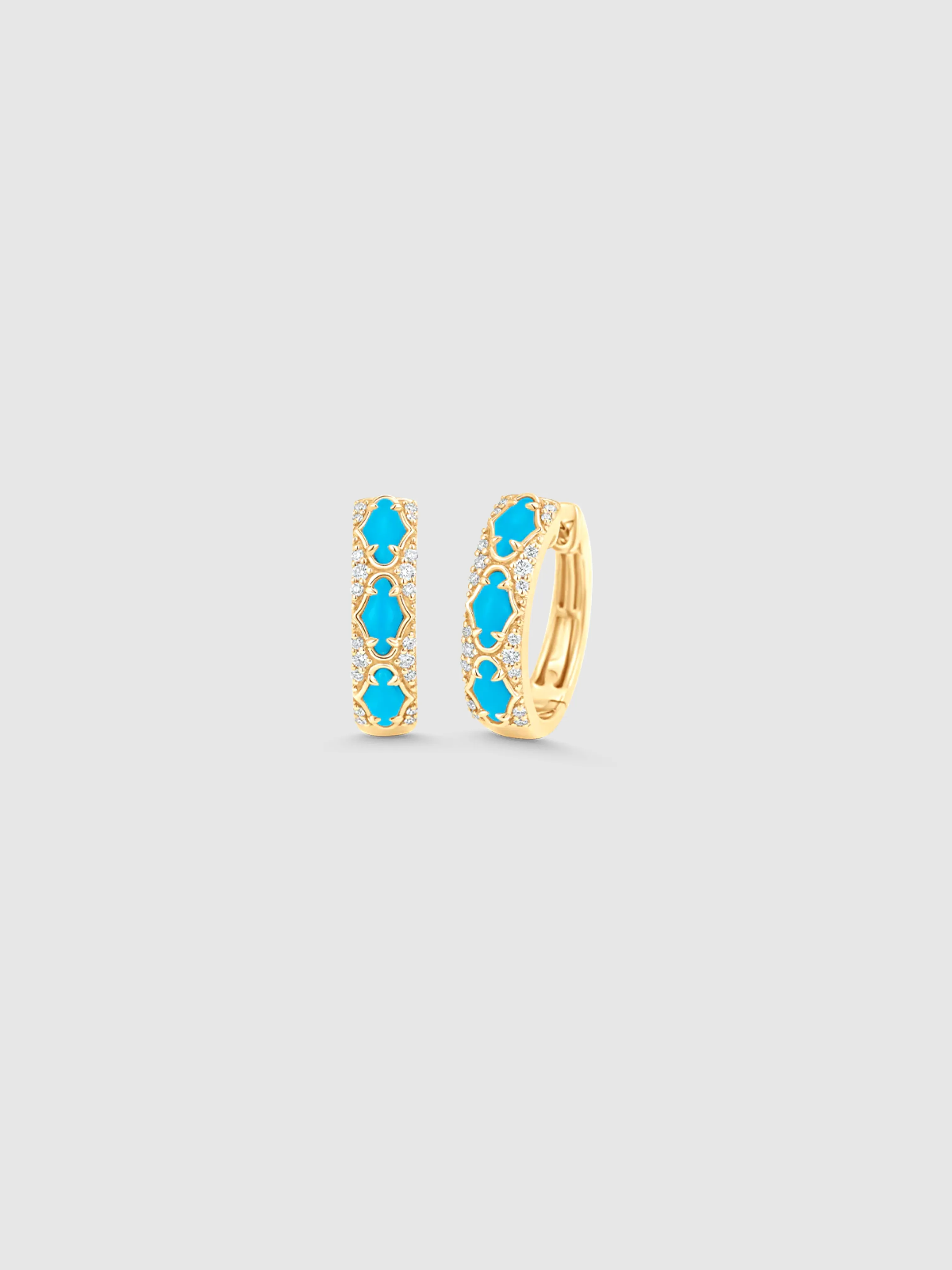 Lucia Yellow Gold Turquoise Huggie