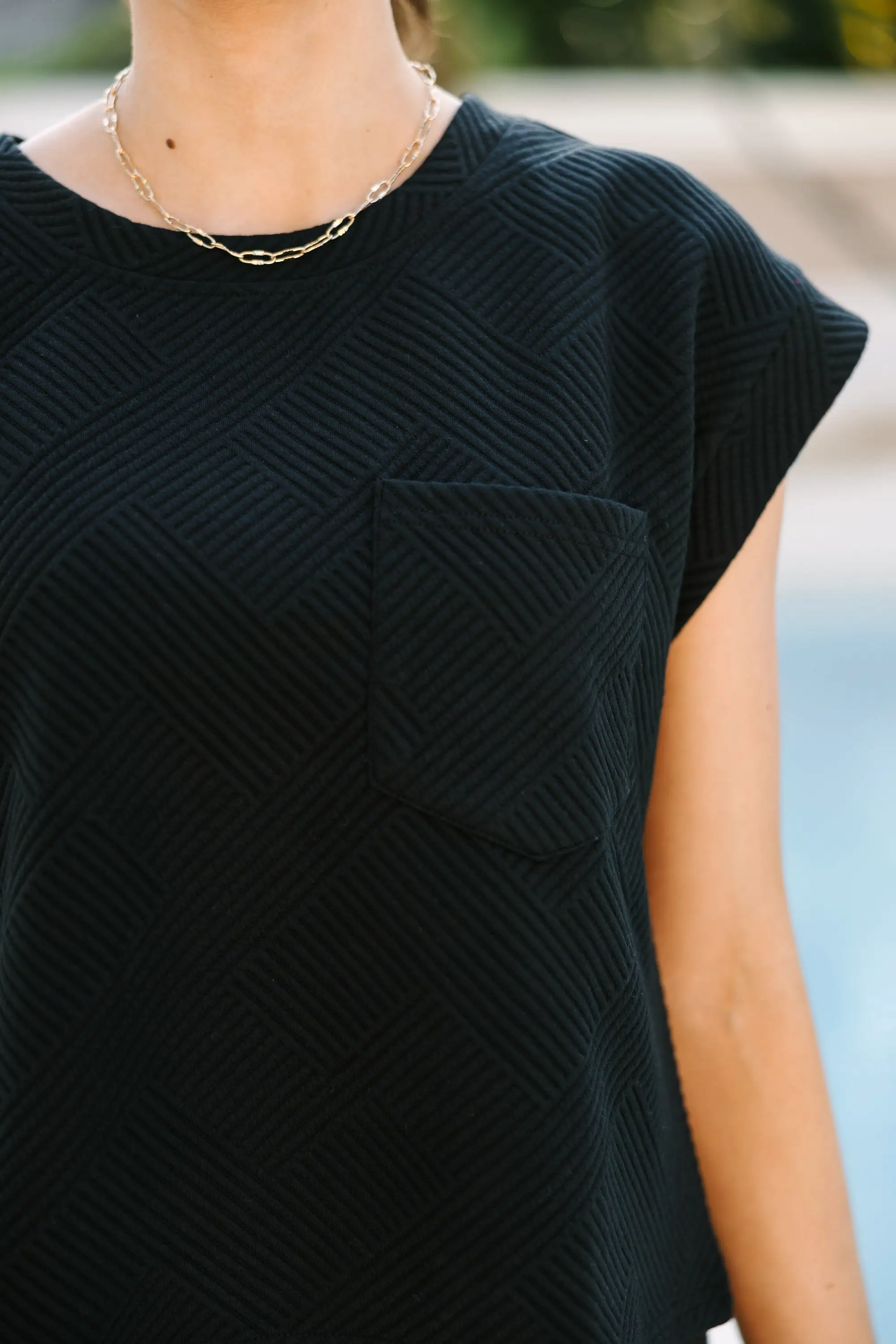 Make Your Day Black Textured Tee