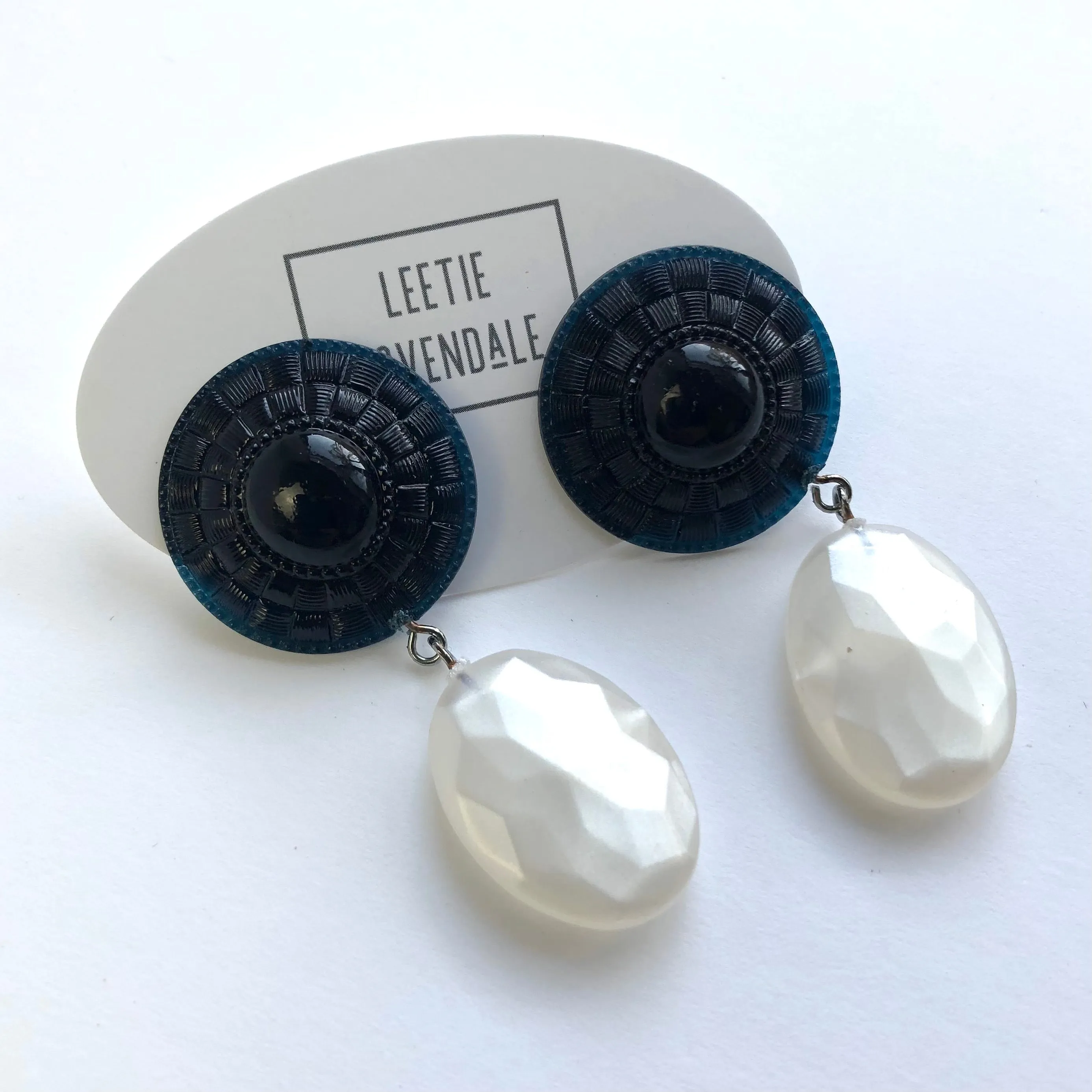 Medallion Pearl Deco Statement Stud Earrings