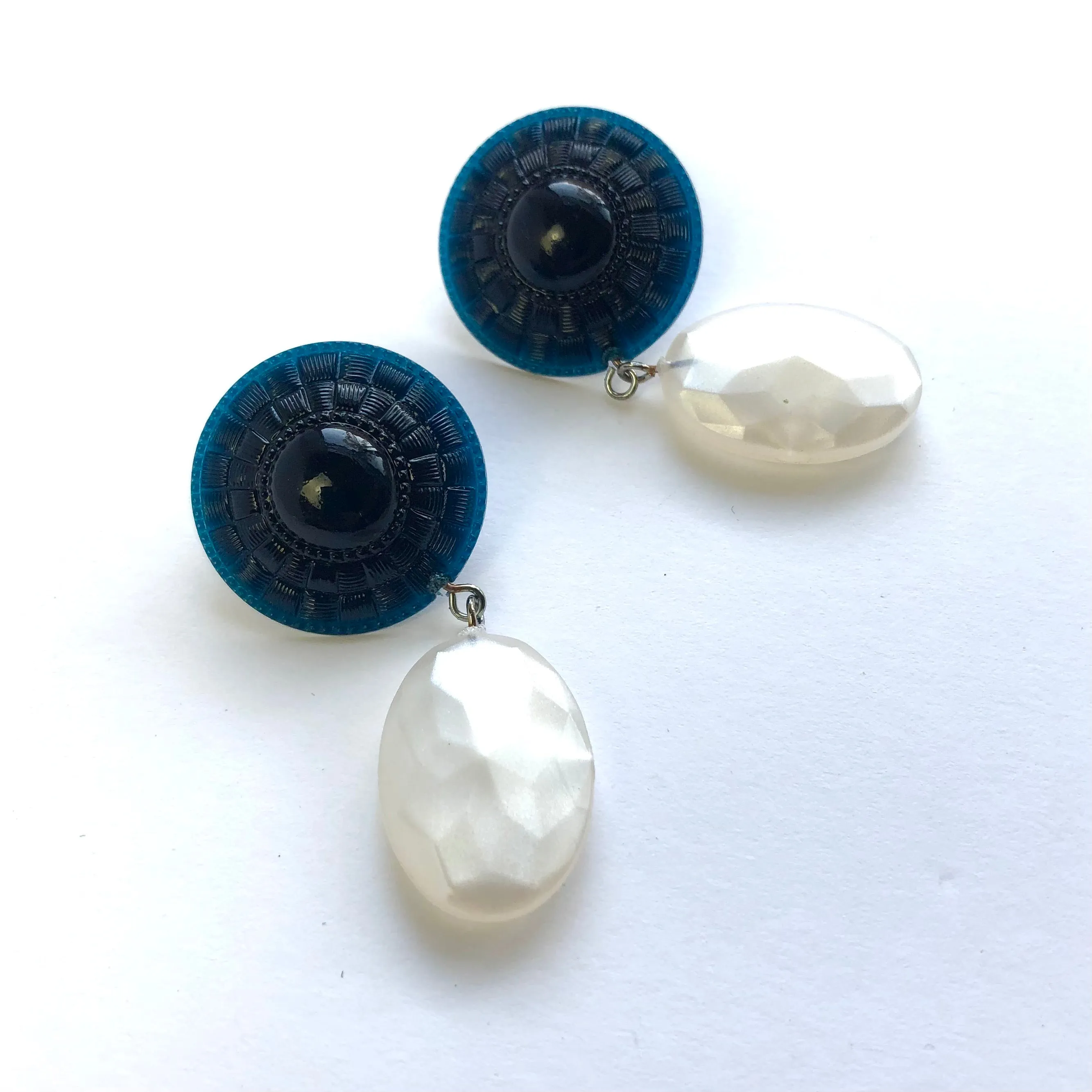 Medallion Pearl Deco Statement Stud Earrings