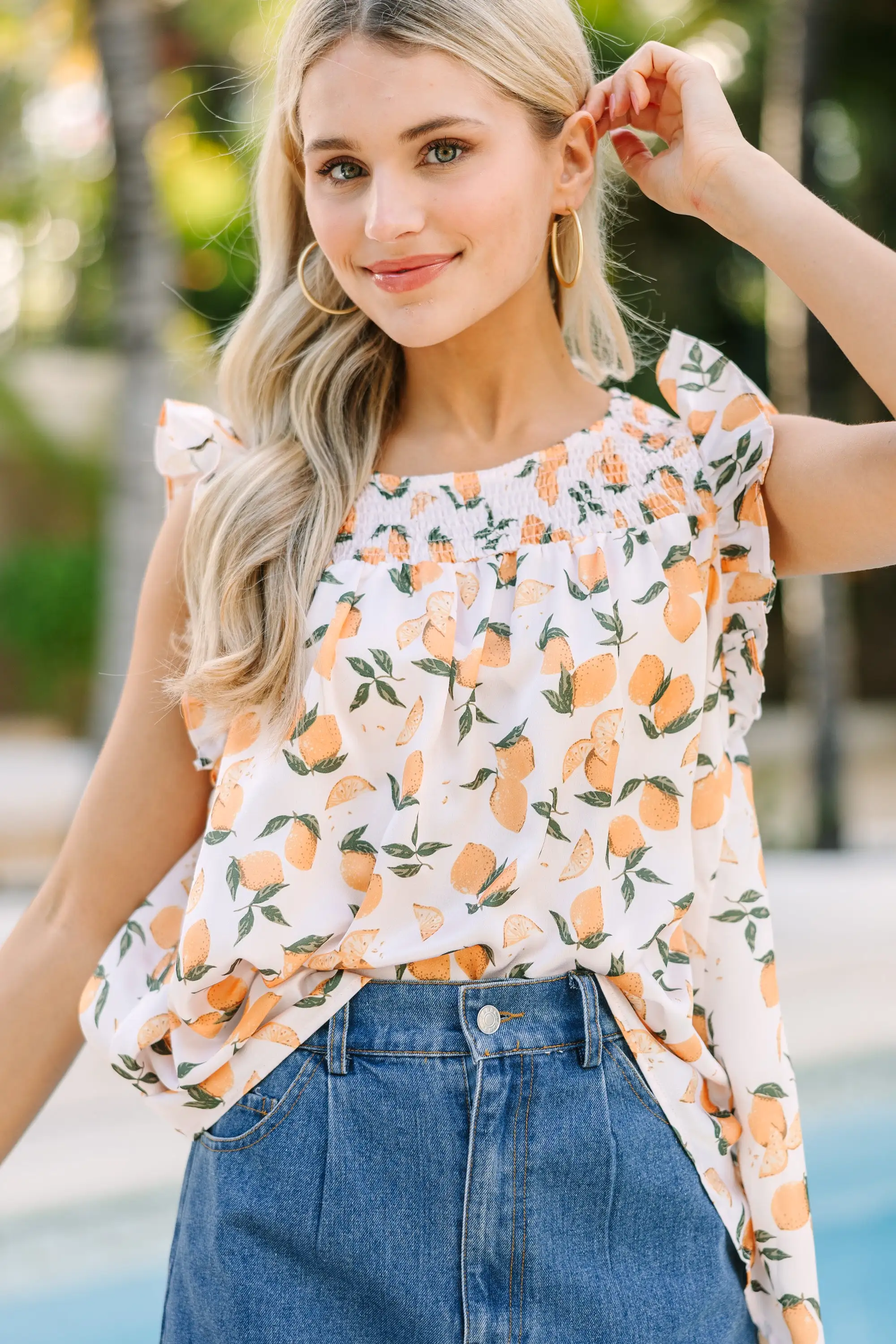 Meet You There Off White Lemon Print Blouse