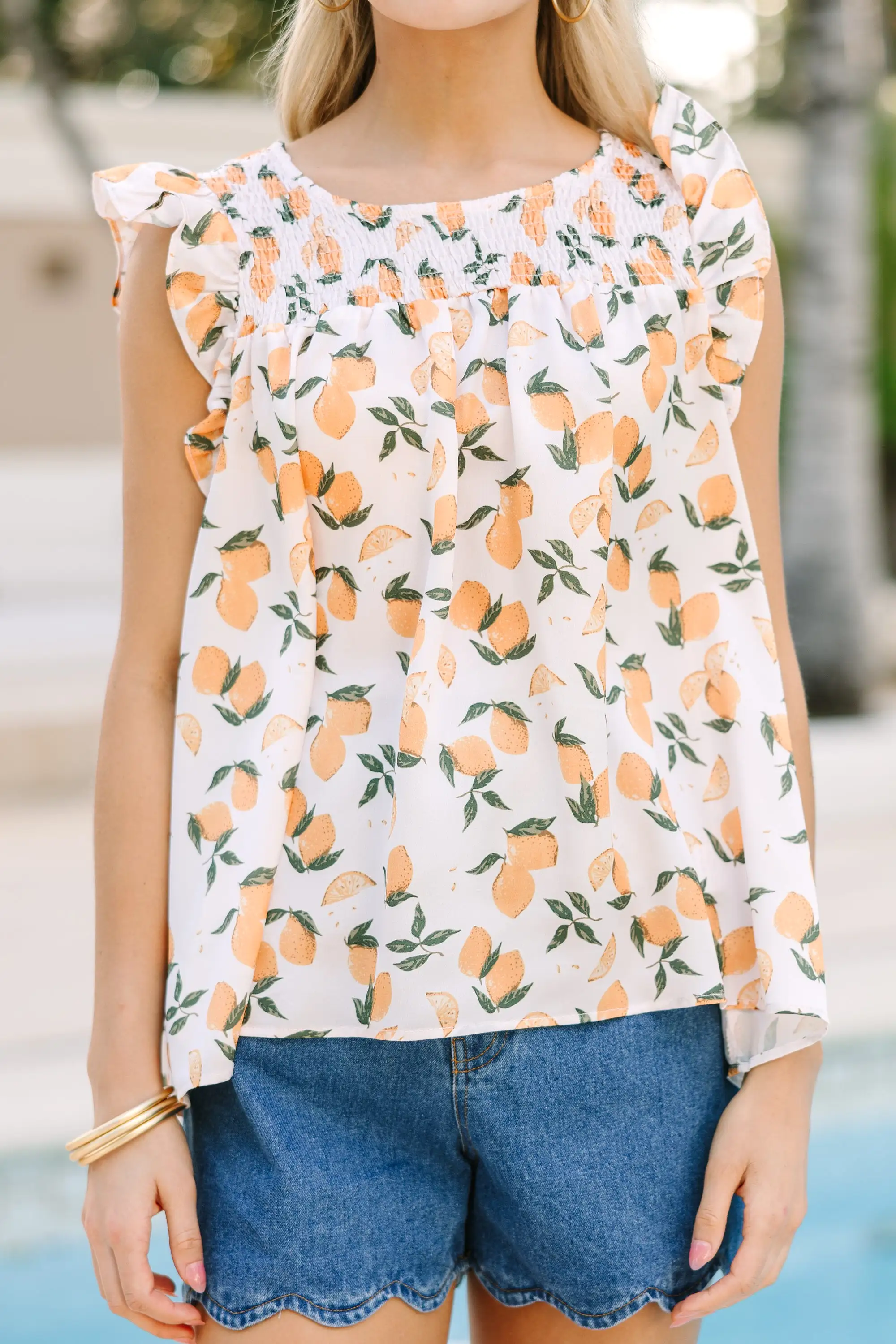 Meet You There Off White Lemon Print Blouse