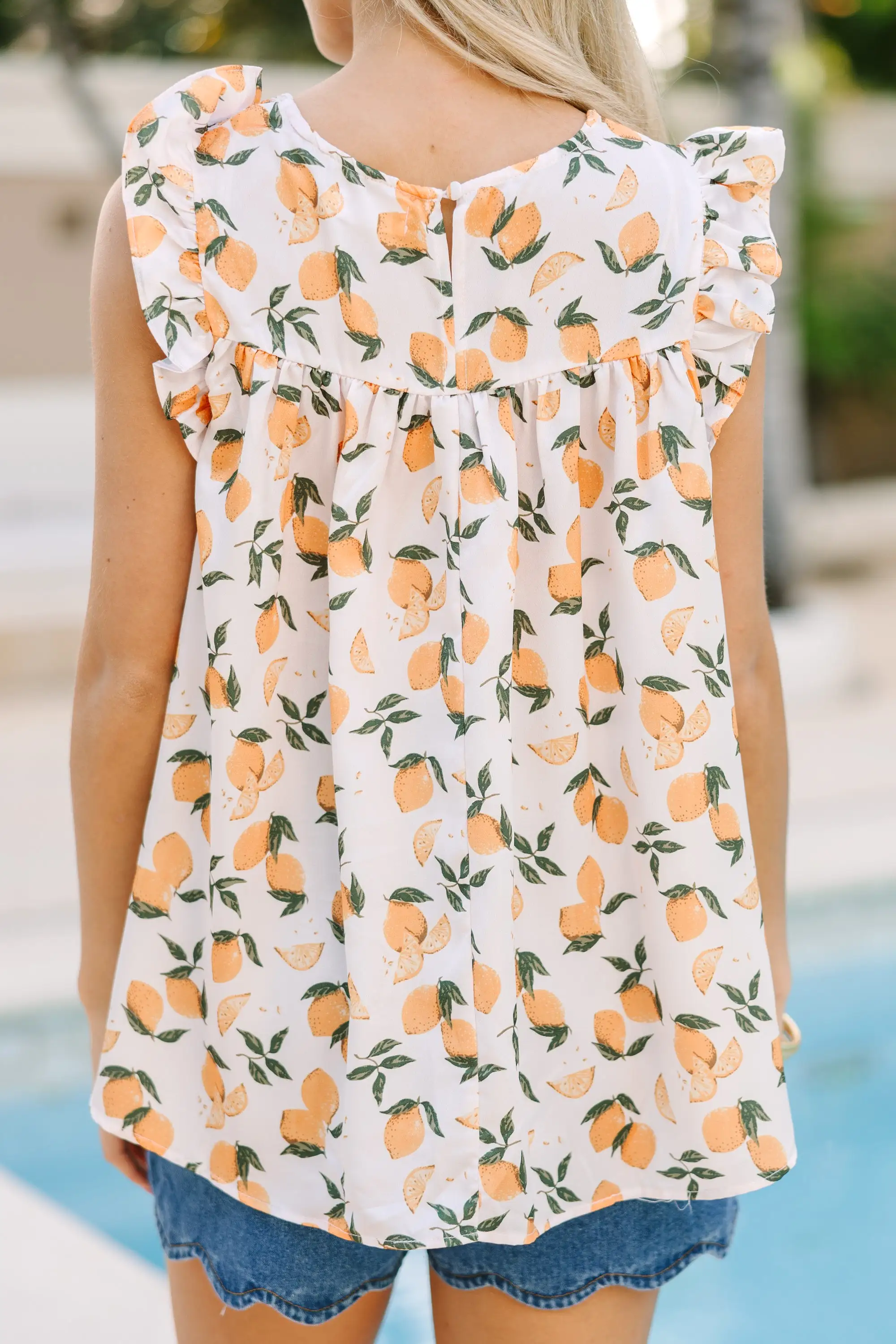 Meet You There Off White Lemon Print Blouse