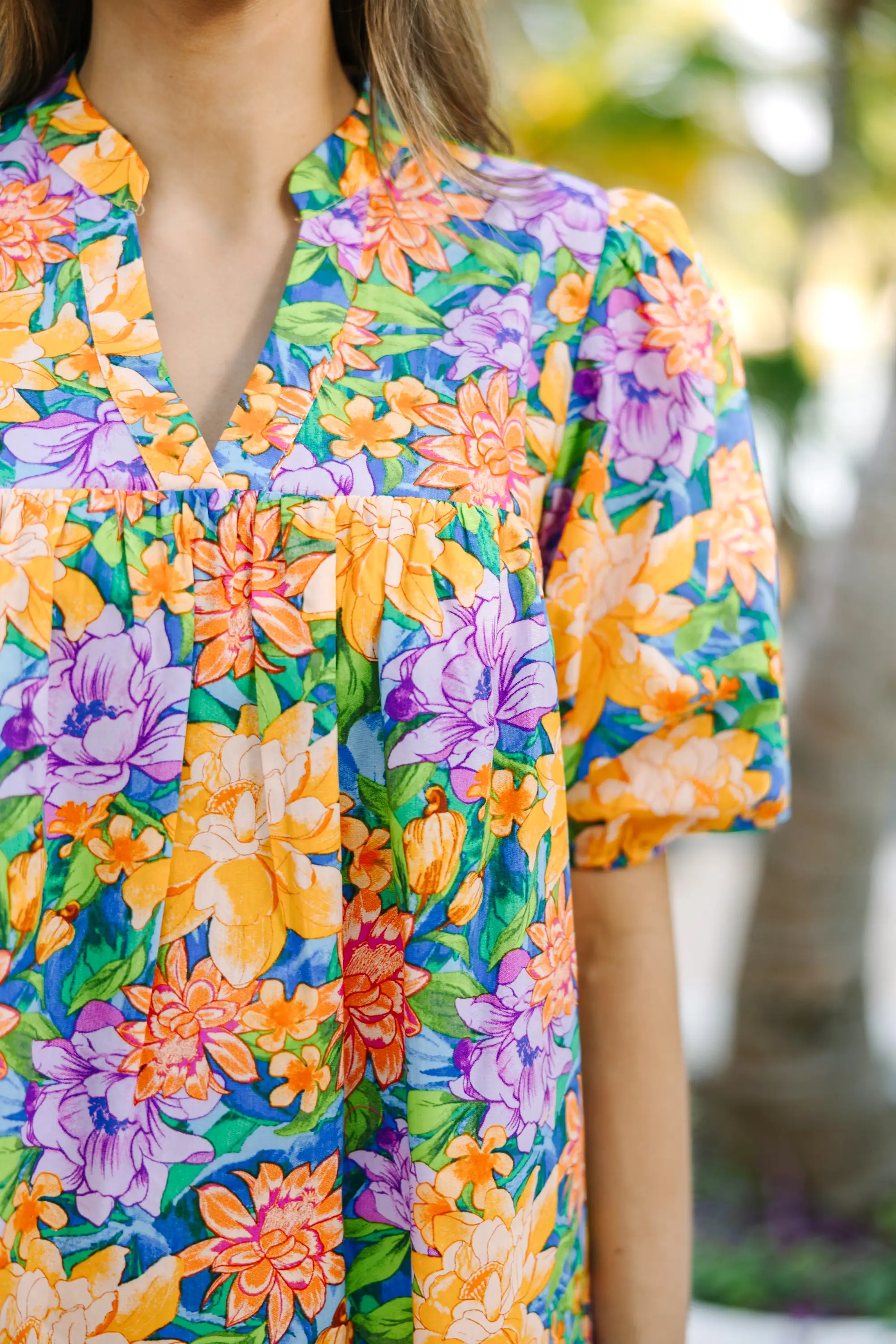 Moving Forward Blue Floral Blouse