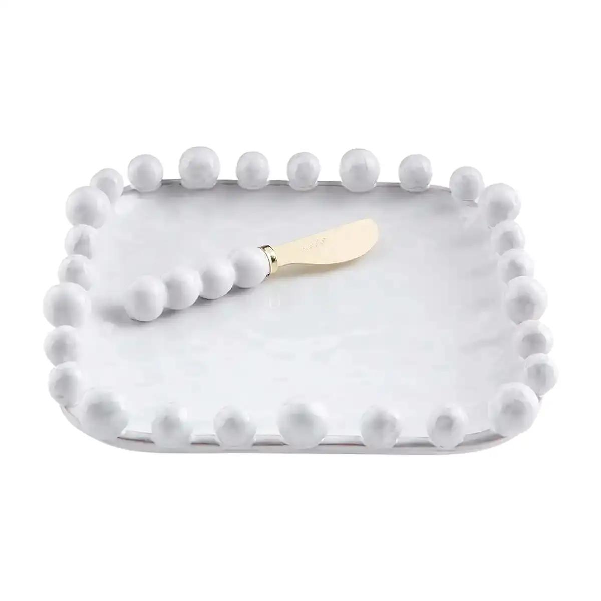 Mudpie Beaded White Cheese Board