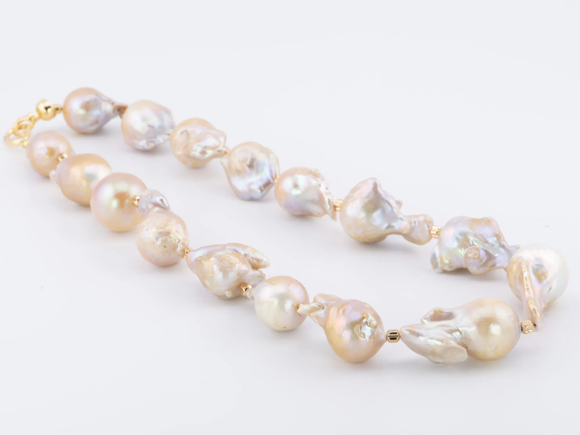 Natural Gold and Lavender Infused Pearl Statement Necklace with Gold Plated Clasp P1008