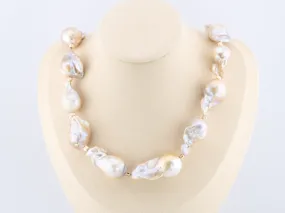 Natural Gold and Lavender Infused Pearl Statement Necklace with Gold Plated Clasp P1008