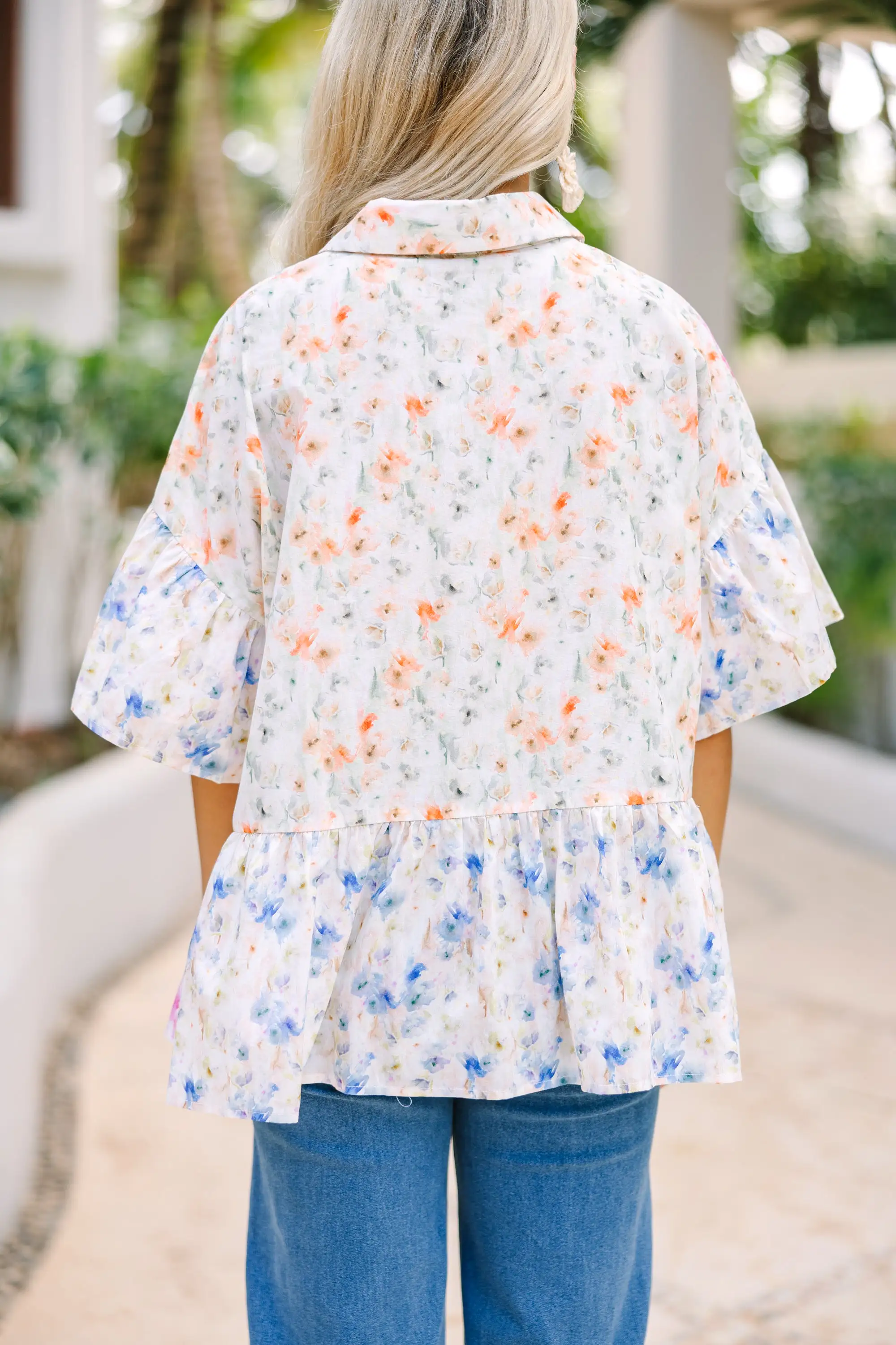 Need You More Pink Ditsy Floral Blouse