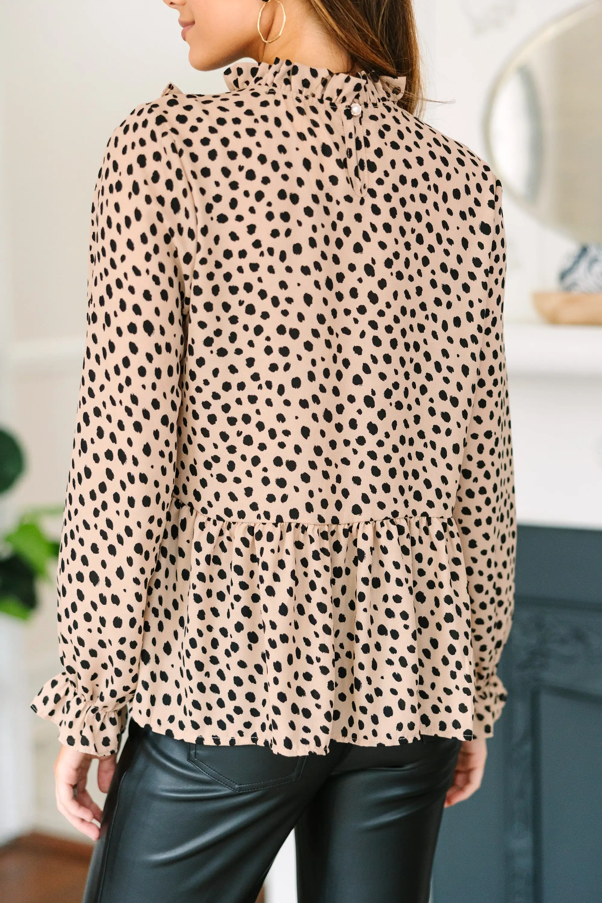 Never The Same Taupe Brown Leopard Blouse