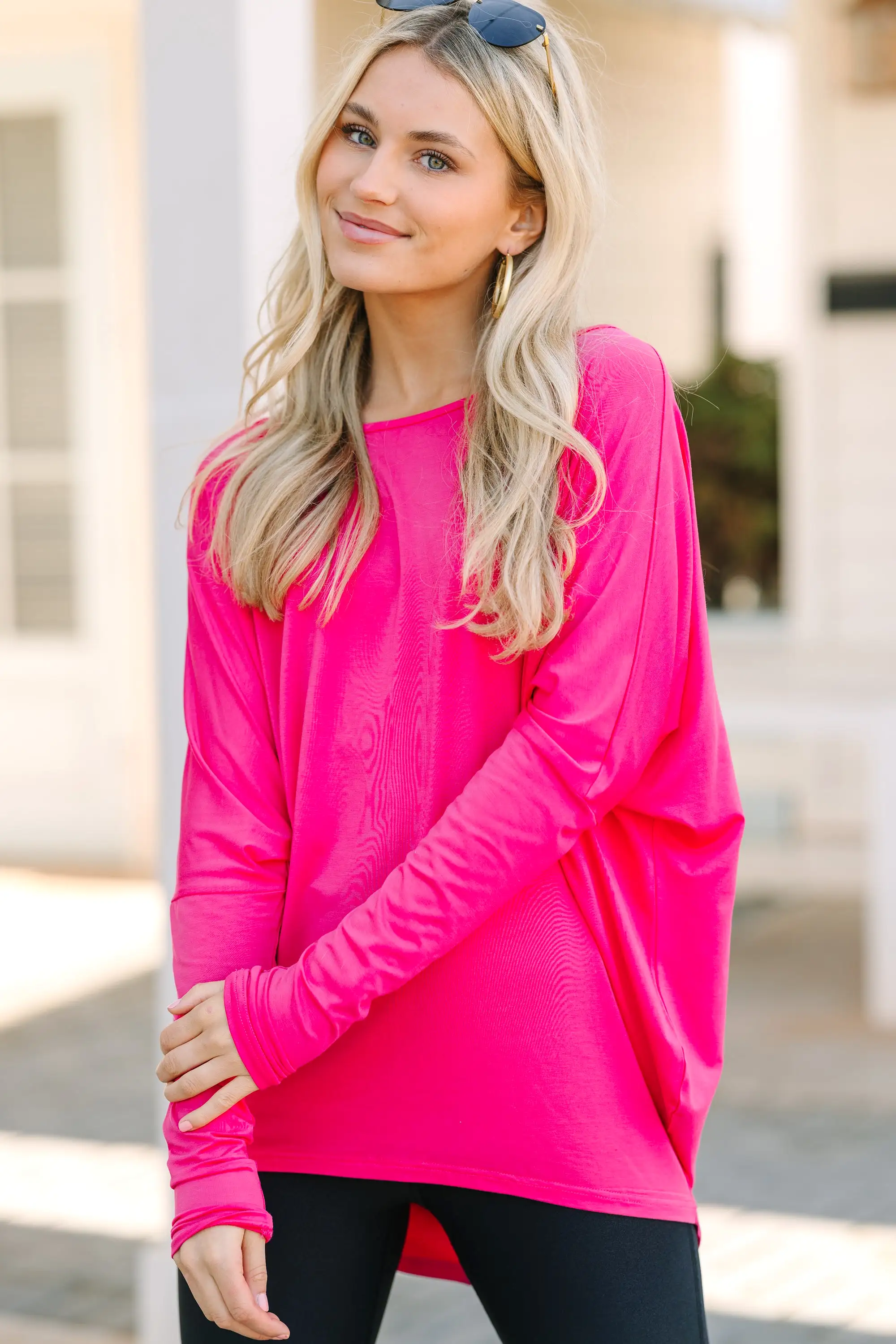 New To You Fuchsia Pink Batwing Top