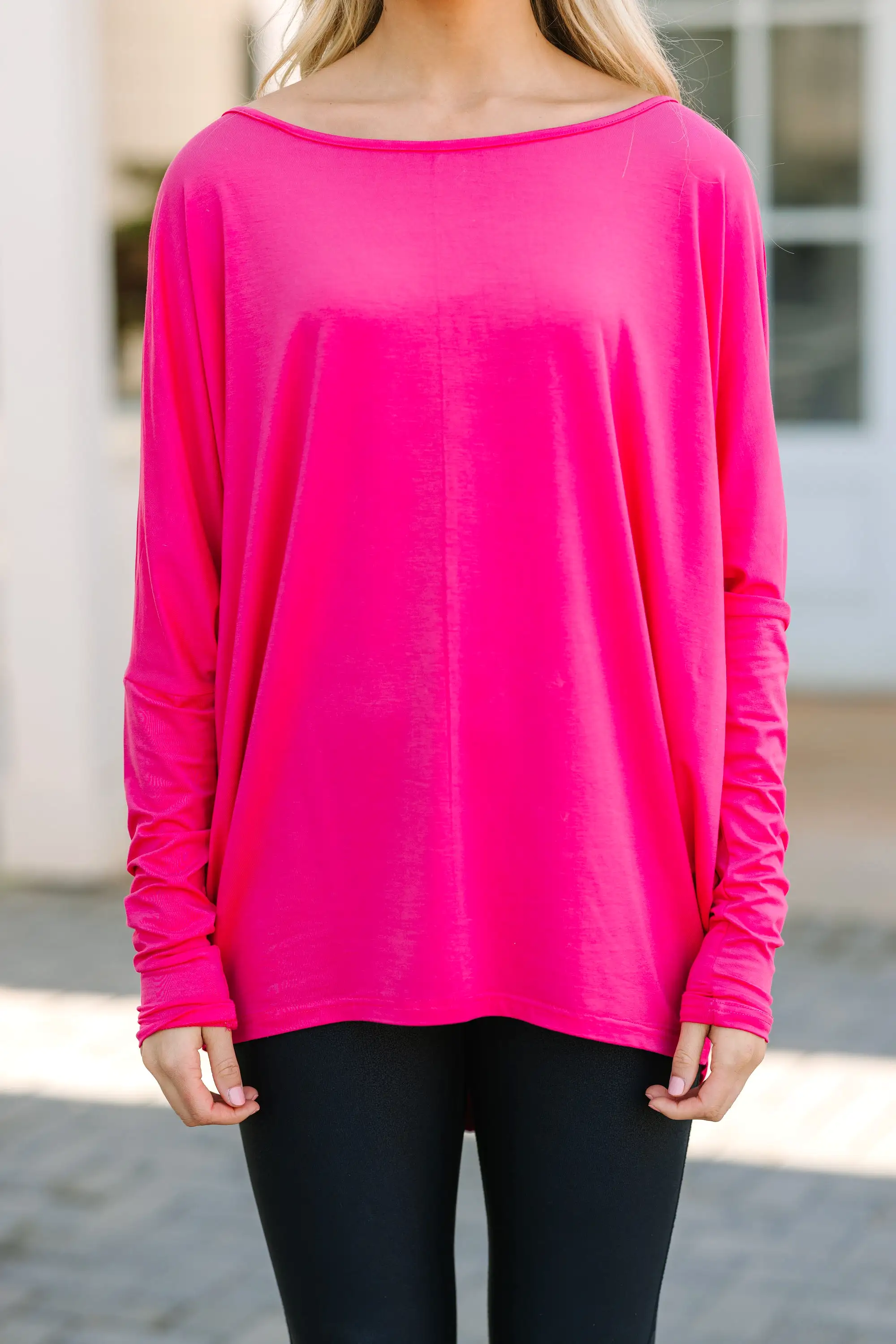 New To You Fuchsia Pink Batwing Top