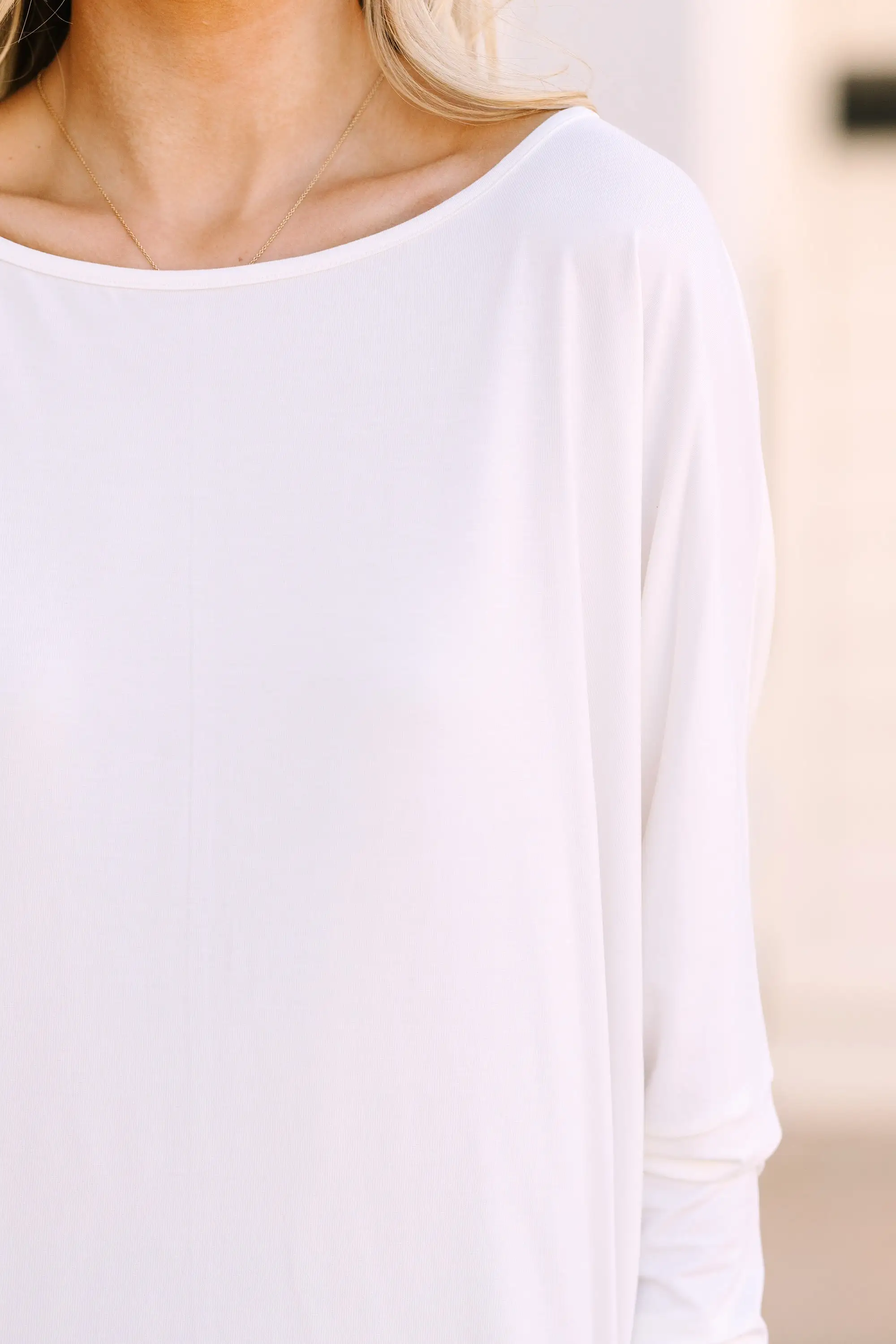 New To You White Batwing Top