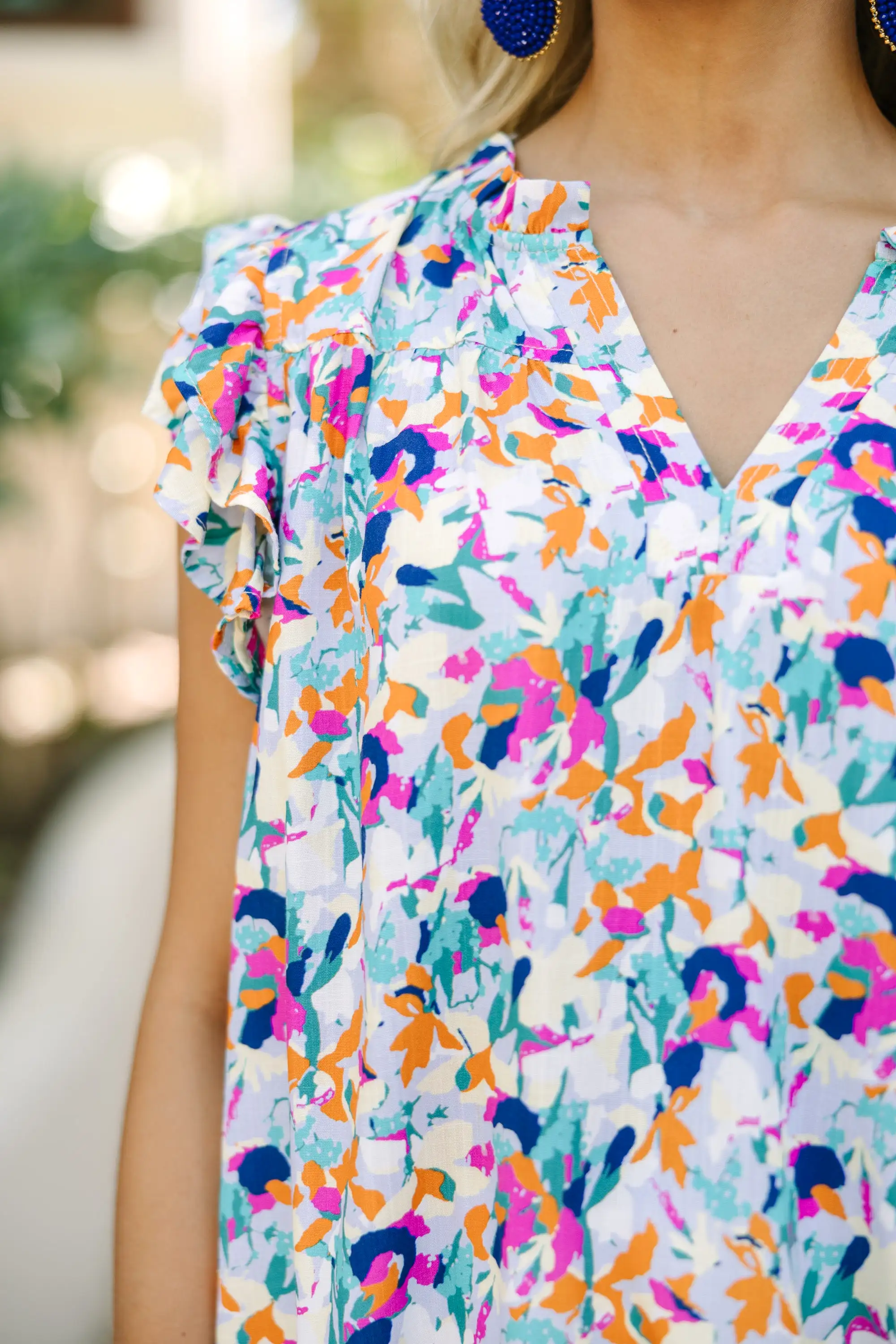 No Day Like Today Blue Floral Blouse